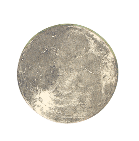 Photograph of the moon showing its craters and surface features.
