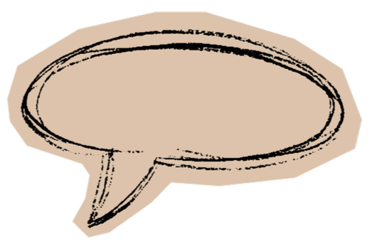 Empty speech bubble with a sketchy outline on a black background.