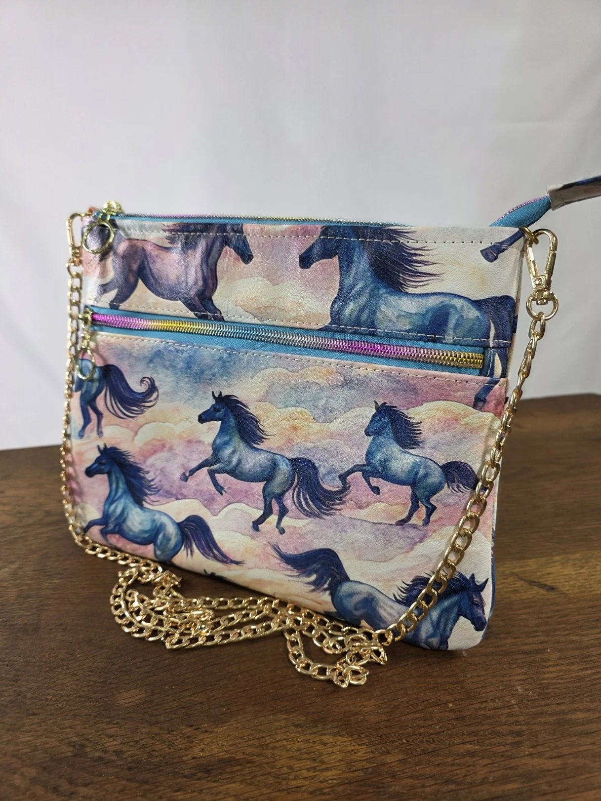 Leather Purse Horses Print