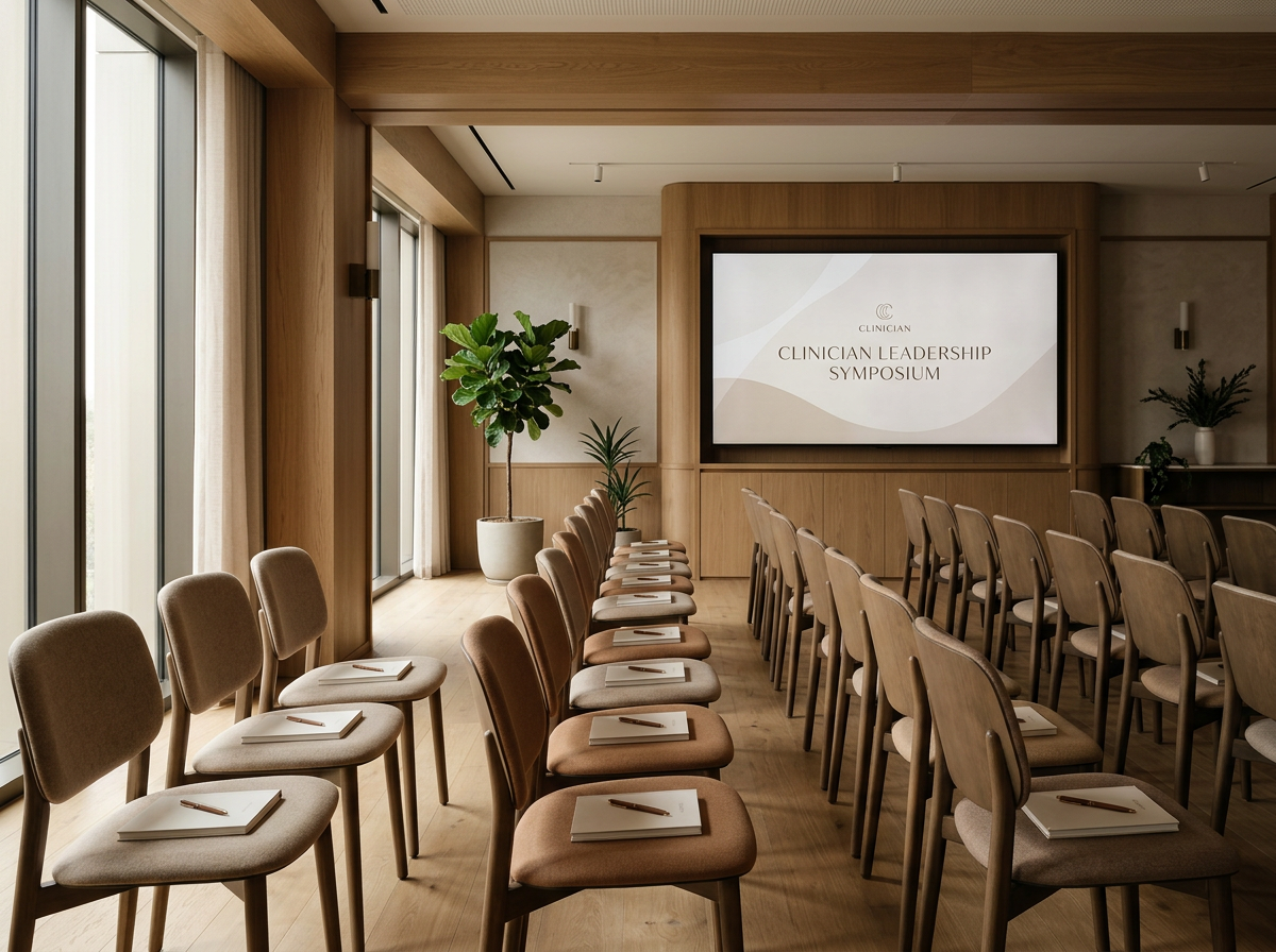 Conference room set up for a professional training presentation.
