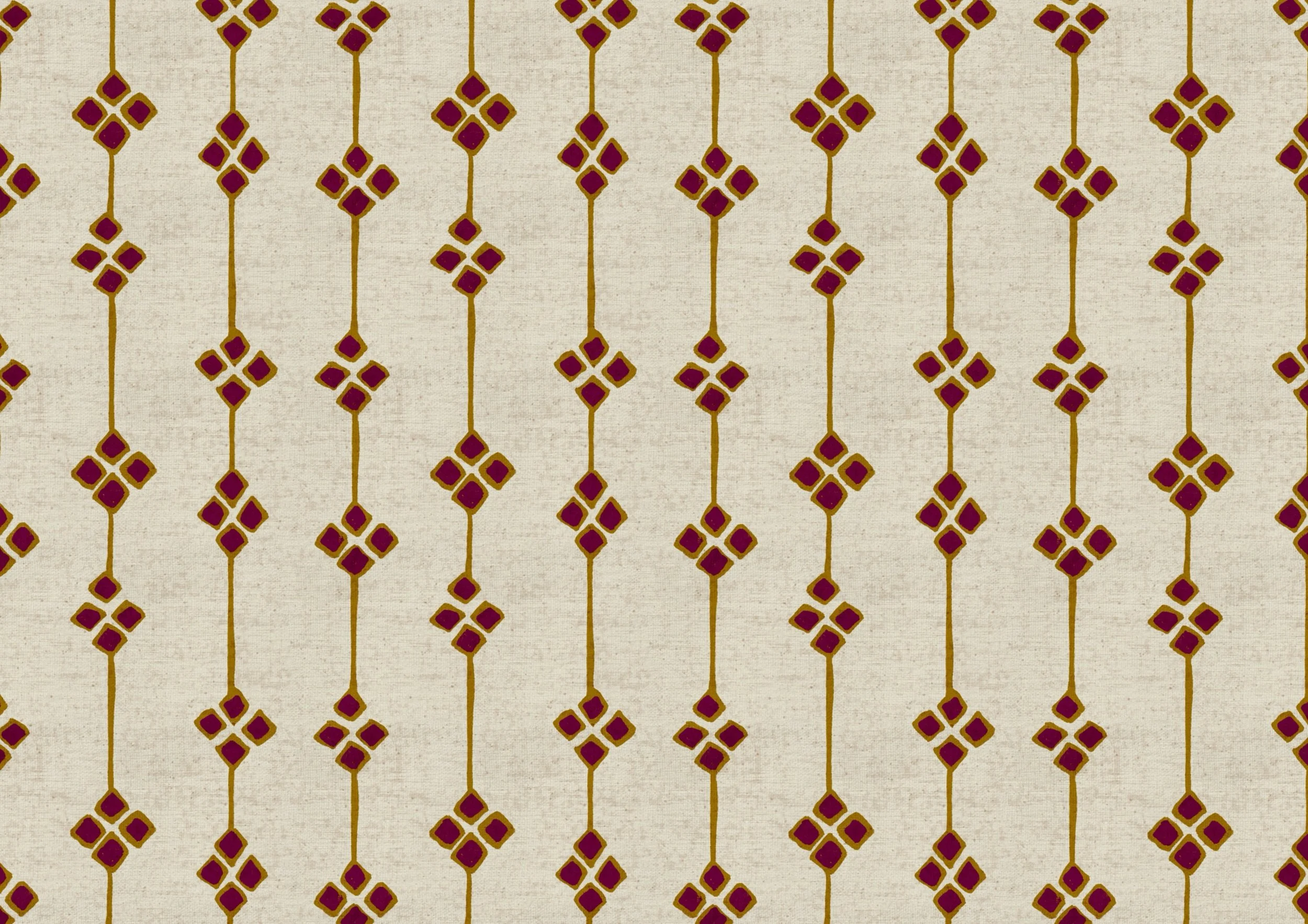 Geometric Diamond Stripe

Nordic folk geometric stripe surface pattern design by Nordic Duck by Ieva Rudzite, featuring repeating diamond motifs in burgundy red, ochre yellow and warm cream with rustic linen texture. Wallpaper and textile