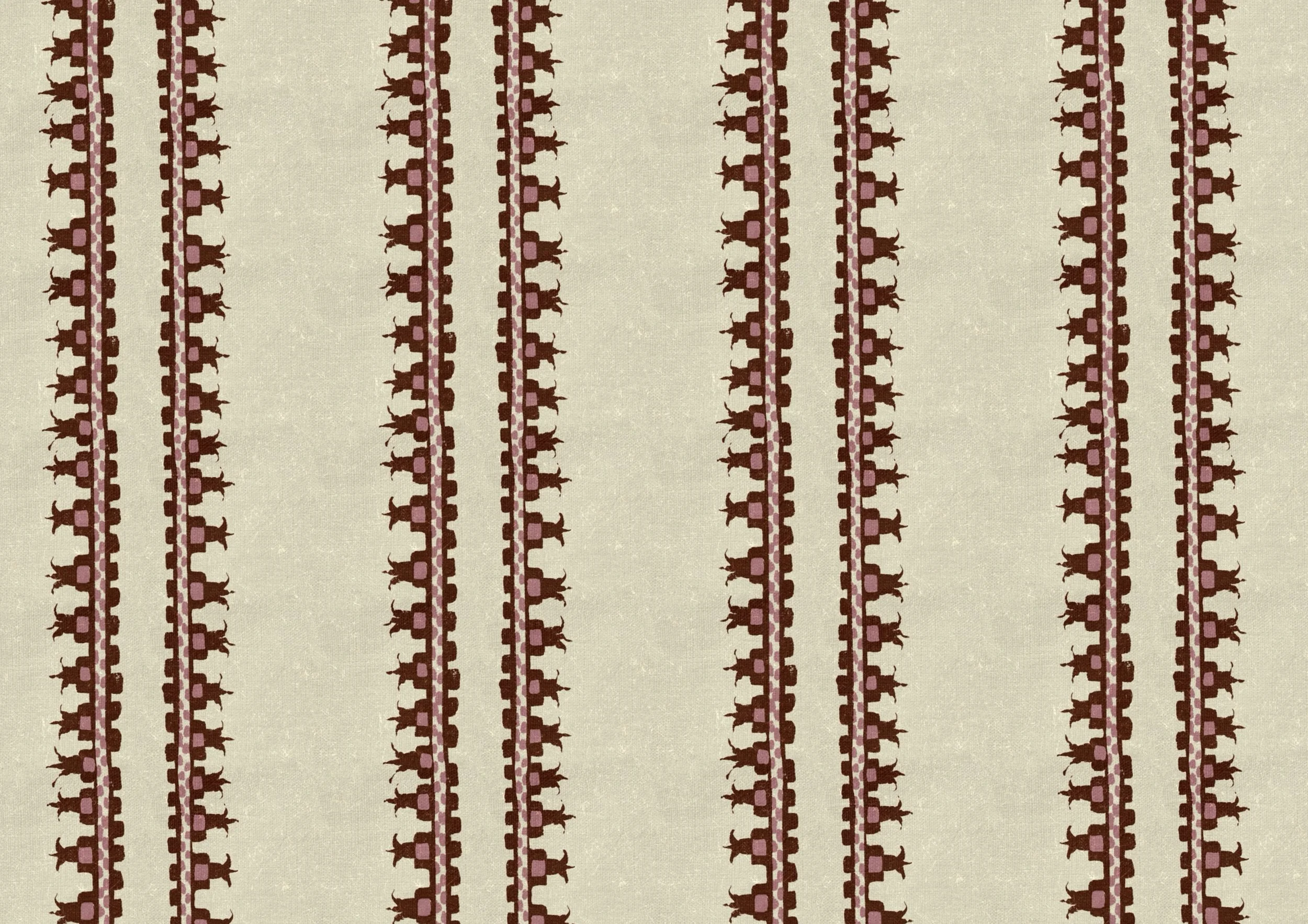 Burgundy and cream ornamental stripe

Hand-drawn ornamental heritage stripe in burgundy red and warm cream, inspired by antique carpet borders and folk textiles, by Ieva Rudzite, Nordic Duck, for wallpaper, fabric and interiors.