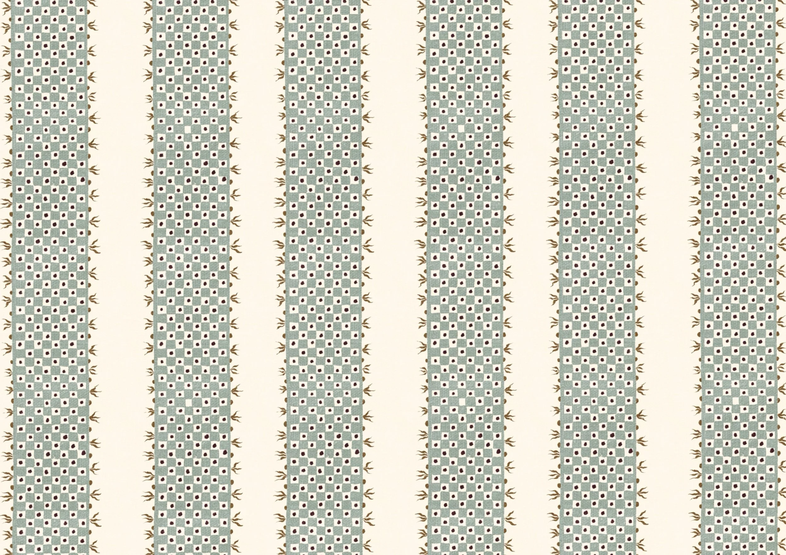 Checker Stripe

Hand-drawn checker stripe surface pattern by Nordic Duck by Ieva Rudzite, featuring narrow vertical stripes with small repeating checks in muted blue, cream, brown and dusty pink. Rustic folk, heritage and vintage textile style artwor