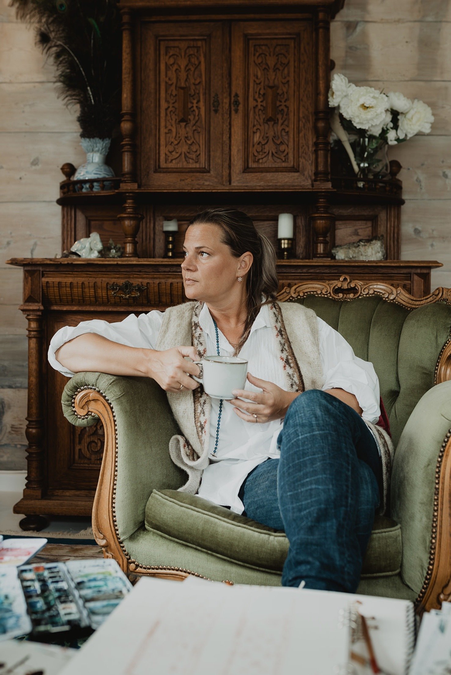 Portrait in your home/studio

Ieva Rudzite, Latvian-born surface pattern artist and founder of Nordic Duck, in her rural Norway home and studio, creating hand-drawn designs for wallpaper, textiles and art licensing.