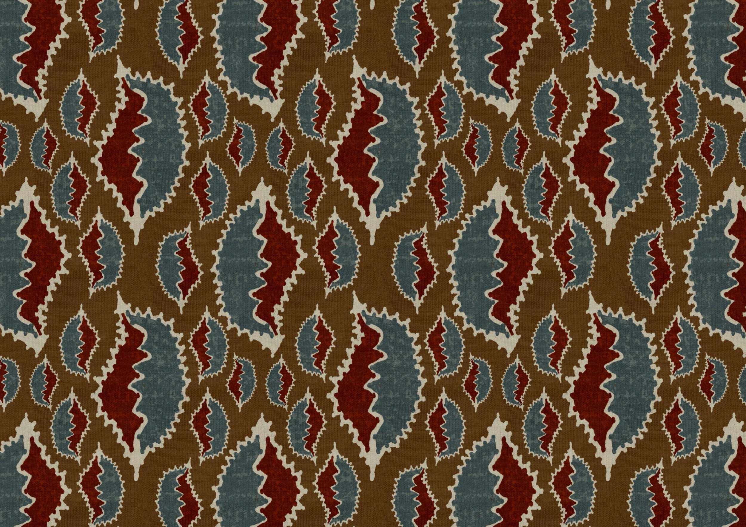 Organic shapes coordinate
Hand-drawn organic shapes surface pattern by Nordic Duck artist Ieva Rudzite, featuring rustic abstract motifs in burgundy, dusty blue, brown and cream with vintage block print style and linen texture.