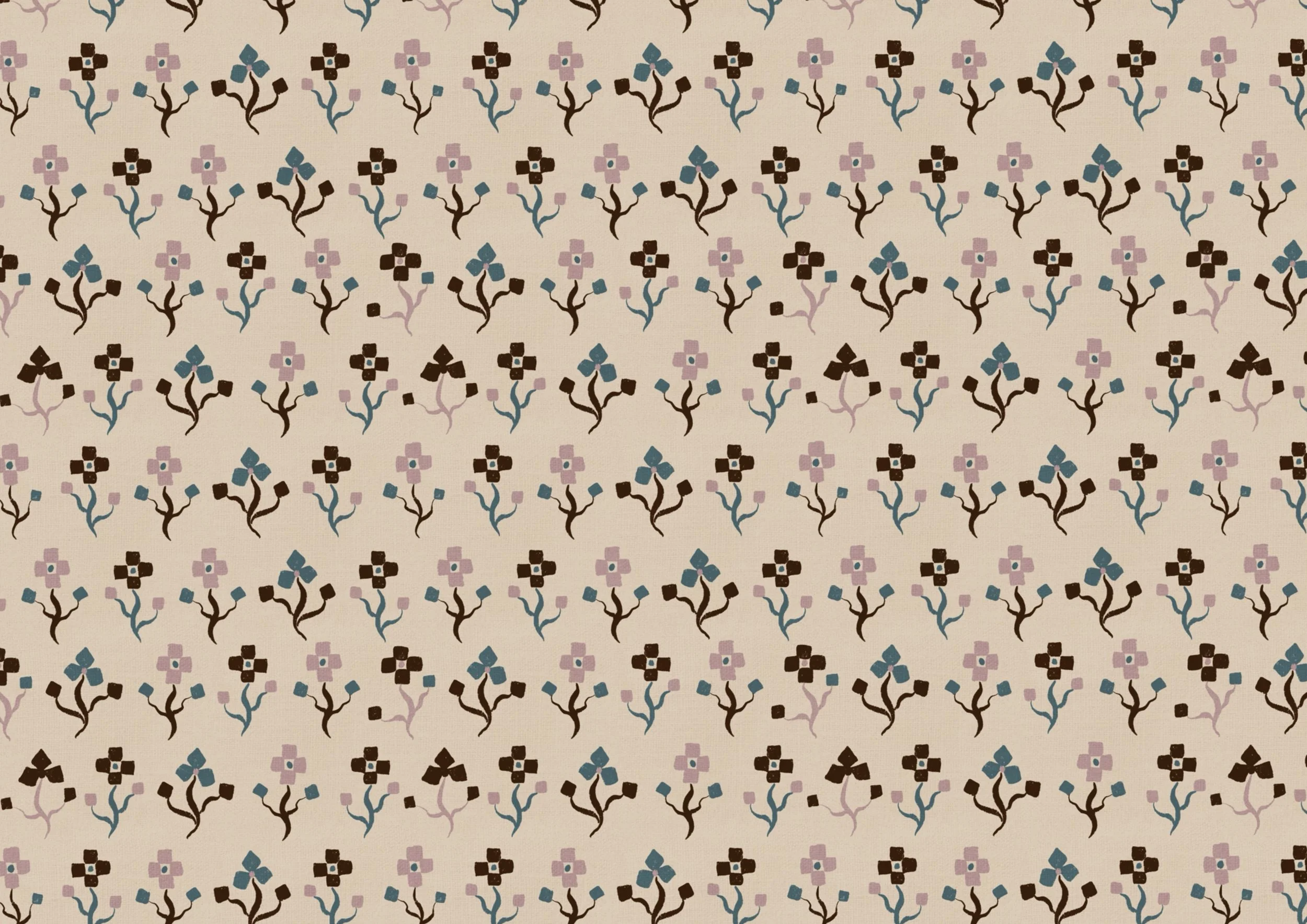 Small Folk Floral

Hand-drawn small-scale folk floral pattern by Nordic Duck by Ieva Rudzite, featuring stylised flowers and leaves in dusty pink, muted blue, brown and cream. Rustic heritage and vintage textile inspired artwork for wallpaper, fabric