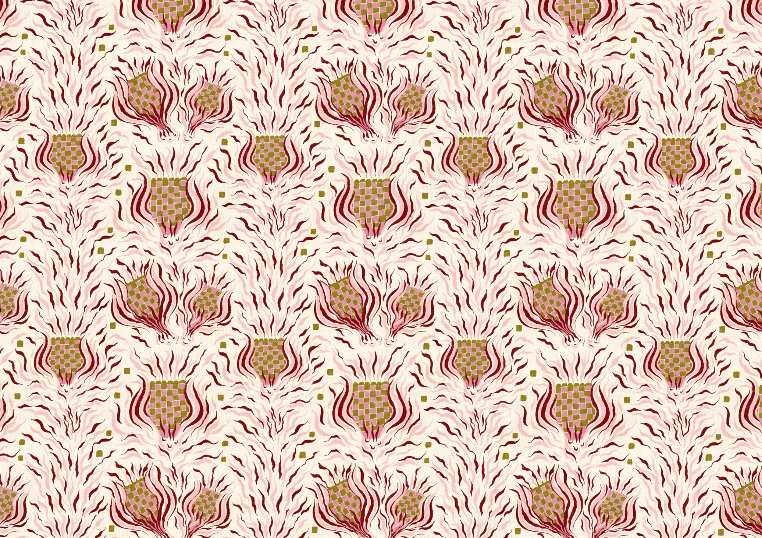 Statement Folk Floral

Hand-drawn statement floral surface pattern by Nordic Duck by Ieva Rudzite, featuring bold stylised flower motifs with flowing organic forms in dusty pink, burgundy, olive green and cream. Folk art, rustic heritage and vintage