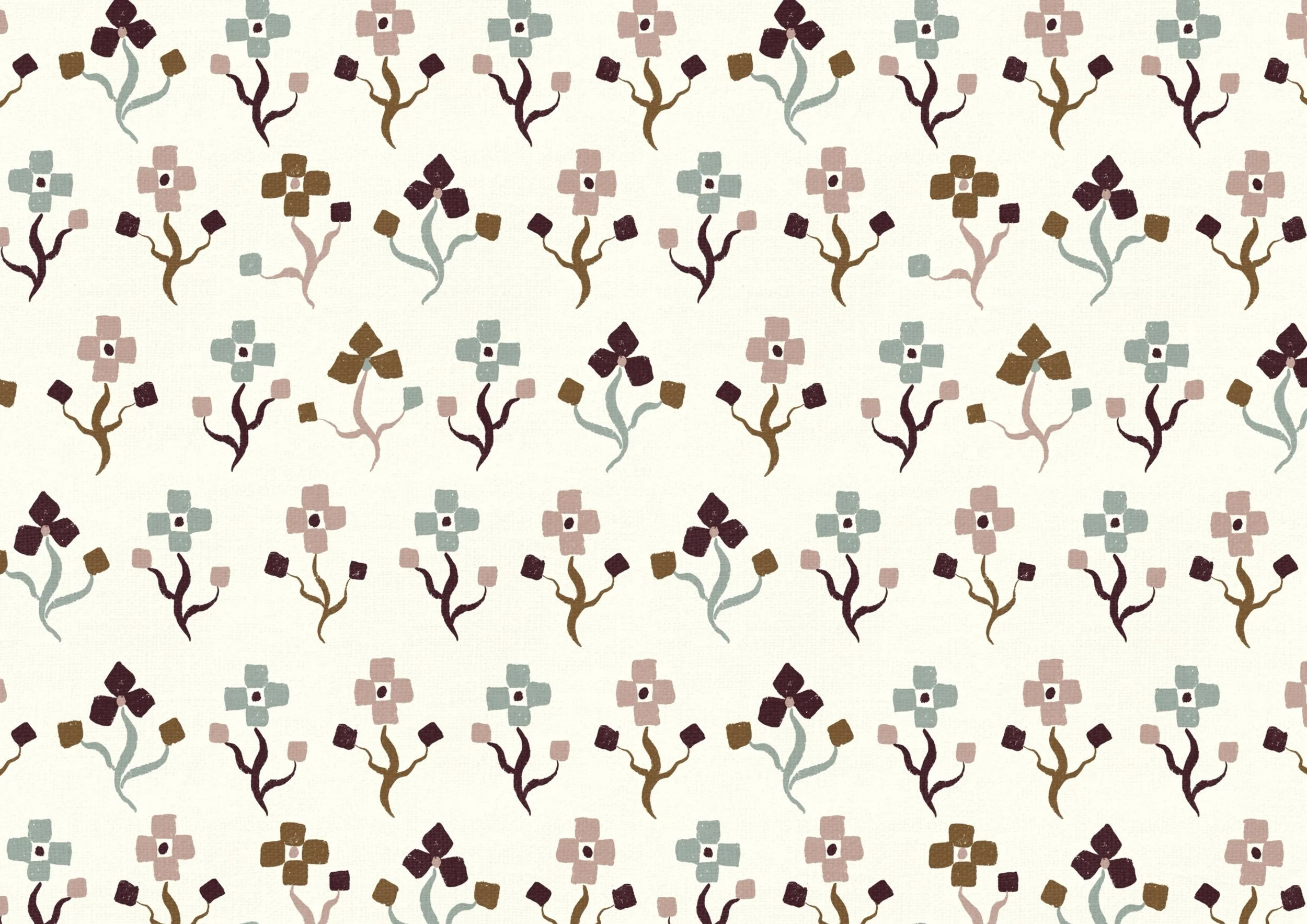 Small Folk Floral Coordinate

Hand-drawn small-scale folk floral surface pattern by Nordic Duck by Ieva Rudzite, featuring stylised flowers and stems in cream, dusty pink, burgundy, brown and muted blue. Rustic heritage and vintage textile inspired