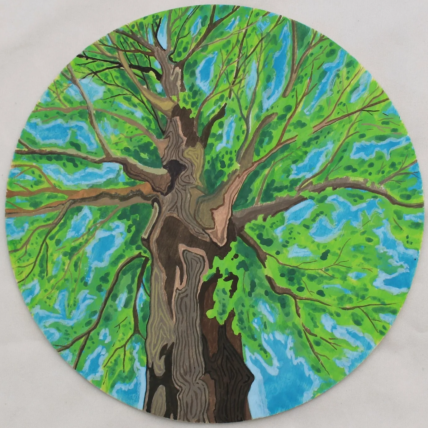 Pin Oak from Below
6 x 6 in.
Wax Sealed Gouache on Wood
SOLD