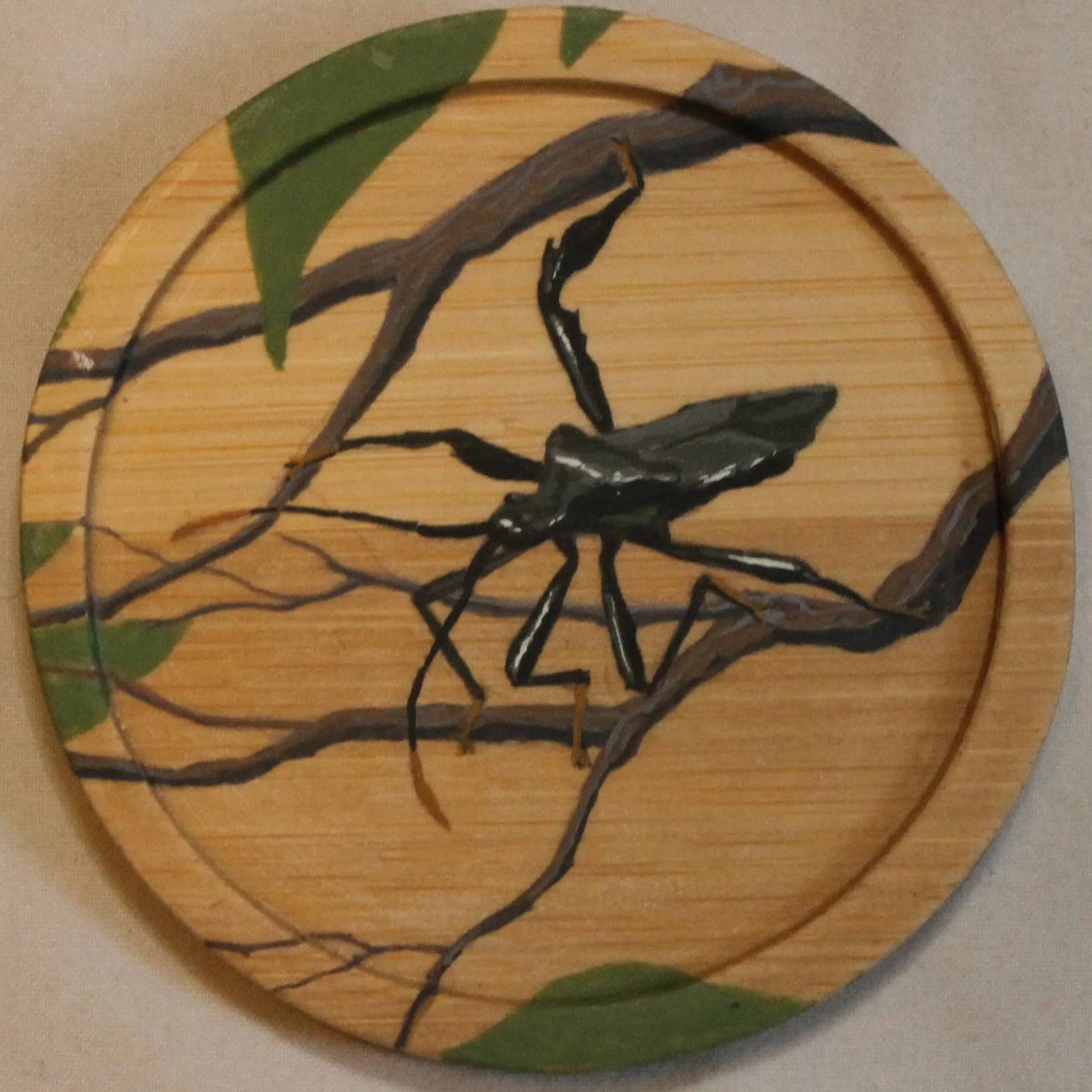 Leaf-Footed Bug in the Branches
3 x 3 in.
Wax Sealed Gouache on Wood