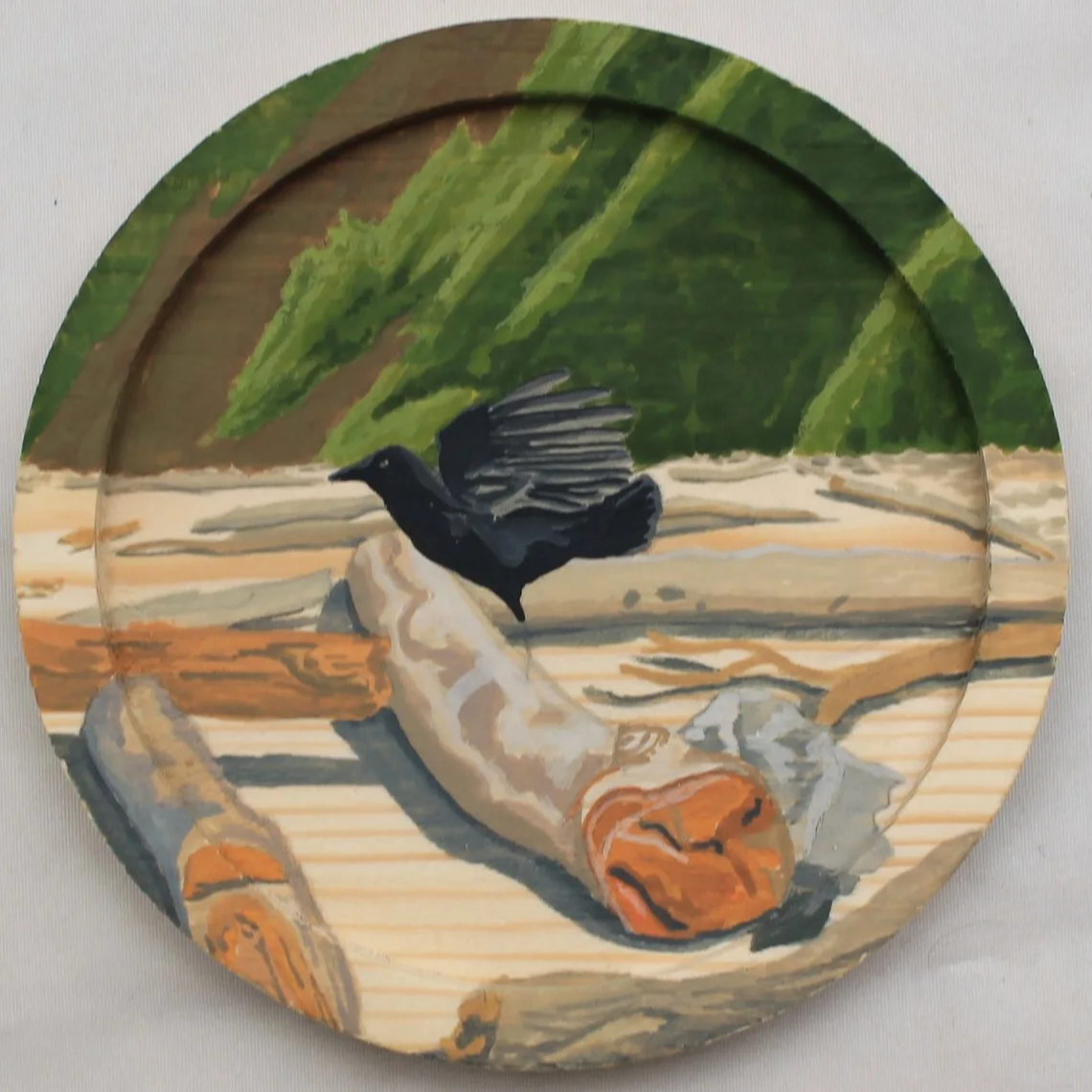 PNW Beach Crow
4 x 4 in.
Wax Sealed Gouache on Wood
SOLD