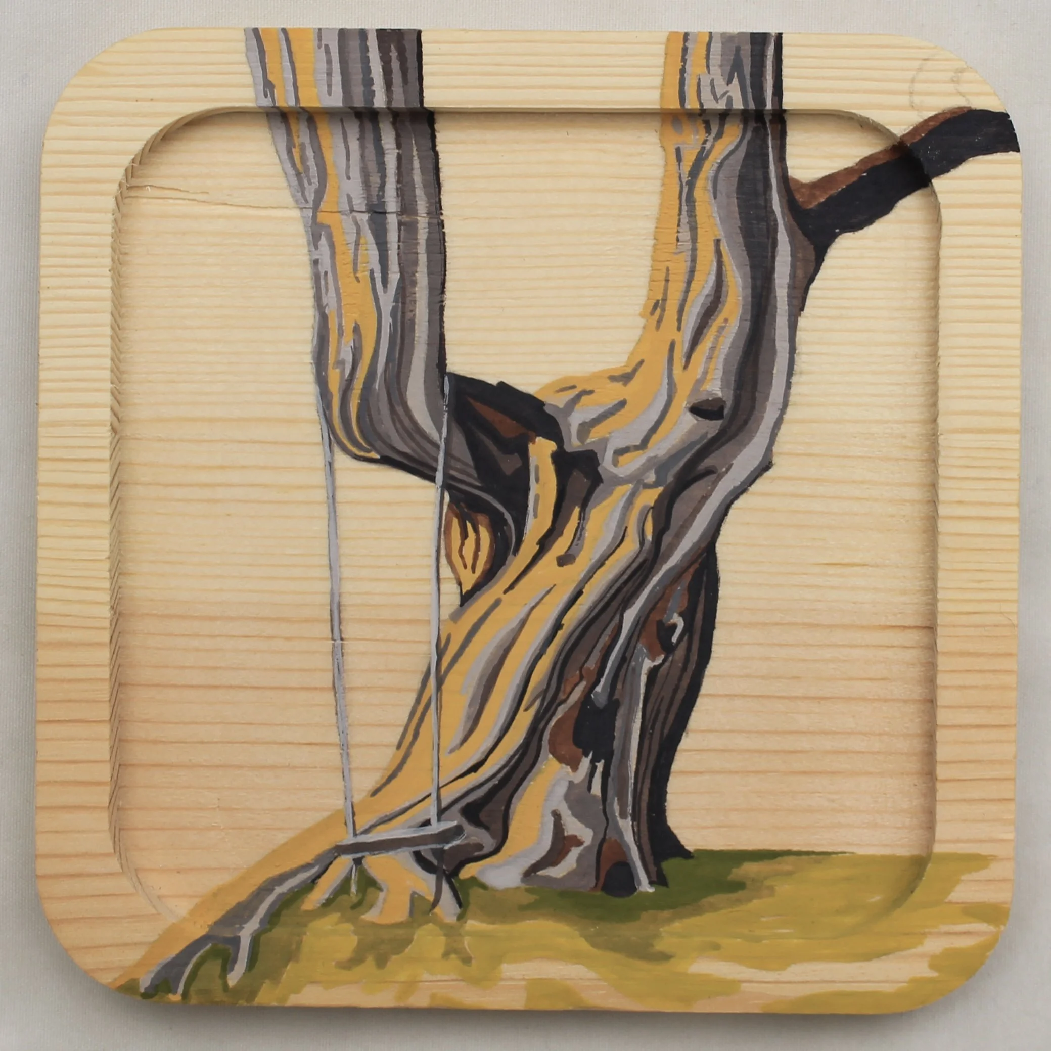 Yellow Swinging Tree
4 x 4 in.
Wax Sealed Gouache on Wood
SOLD