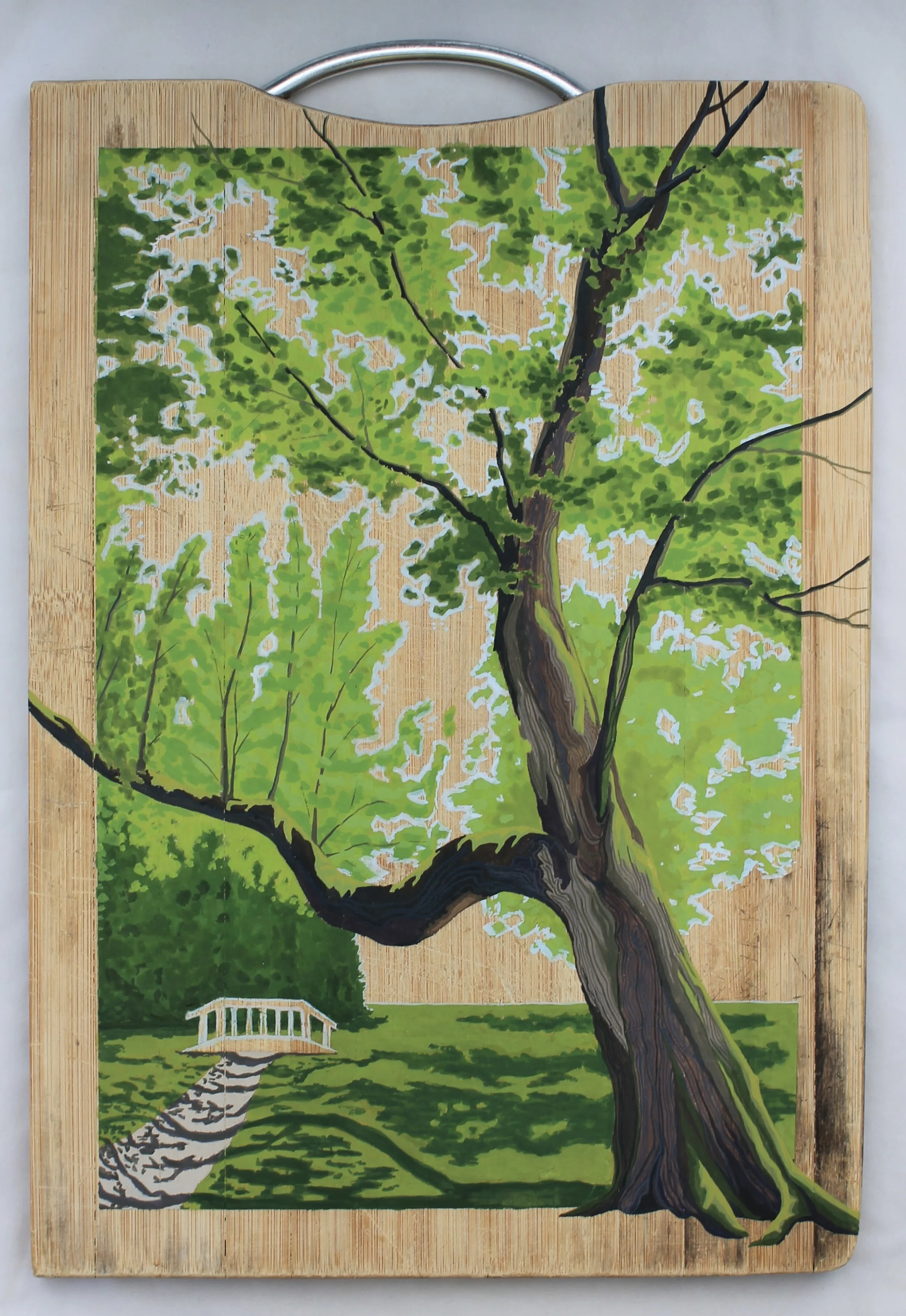 Cradle Branch on Chattanooga Riverwalk
15 x 11 in.
Wax Sealed Gouache on Wood