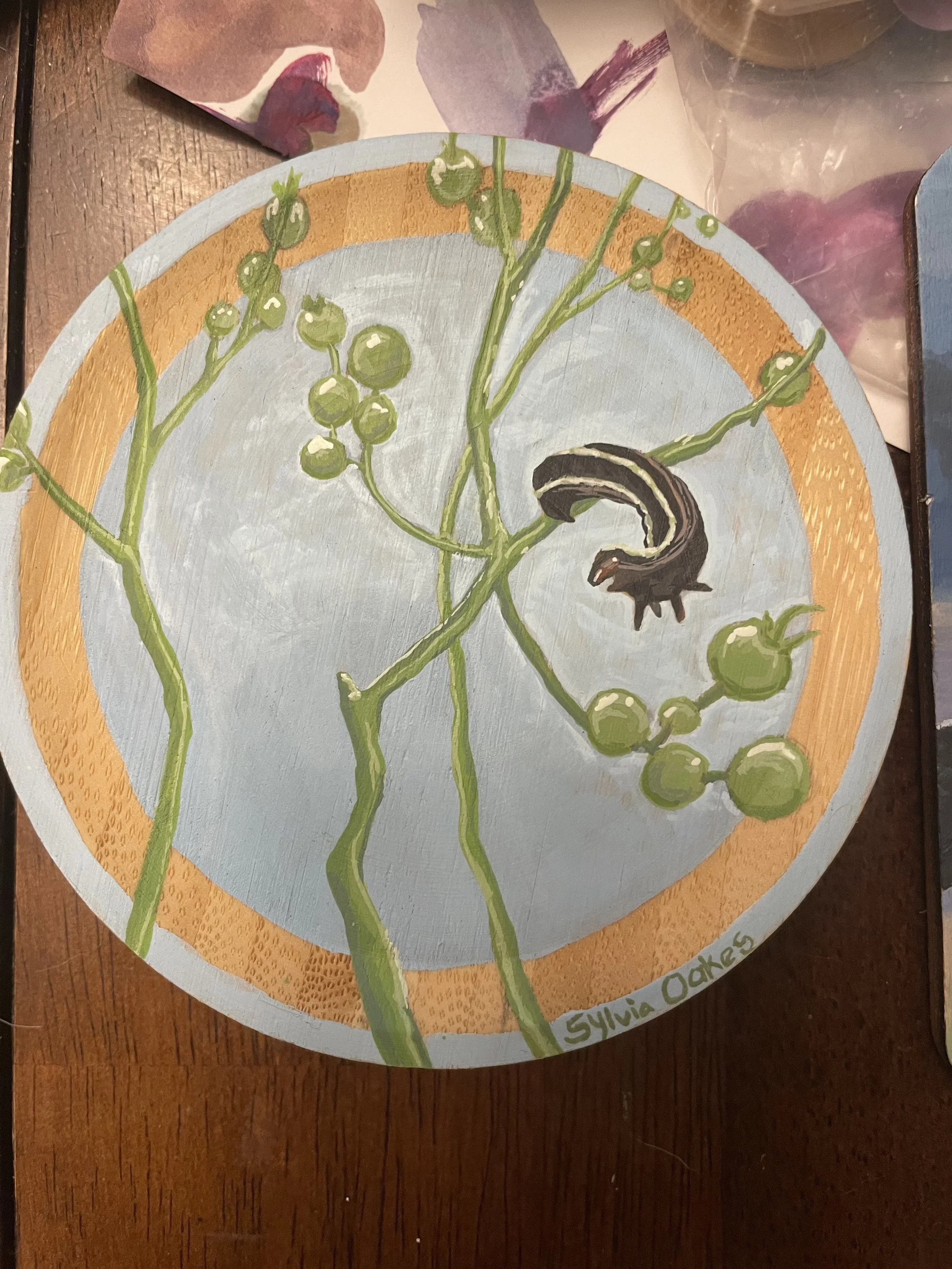 Stripped Armyworm
4 x 4 in. 
Wax Sealed Gouache on Wood