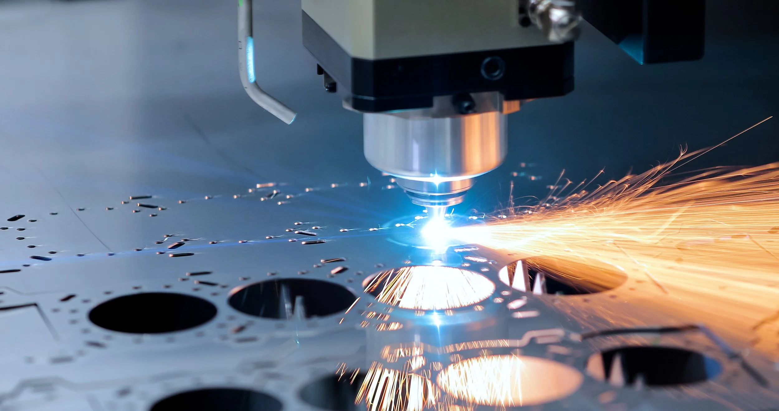 Laser cutting equipment in operation