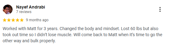 Client review of BB Nutrition personalized coaching