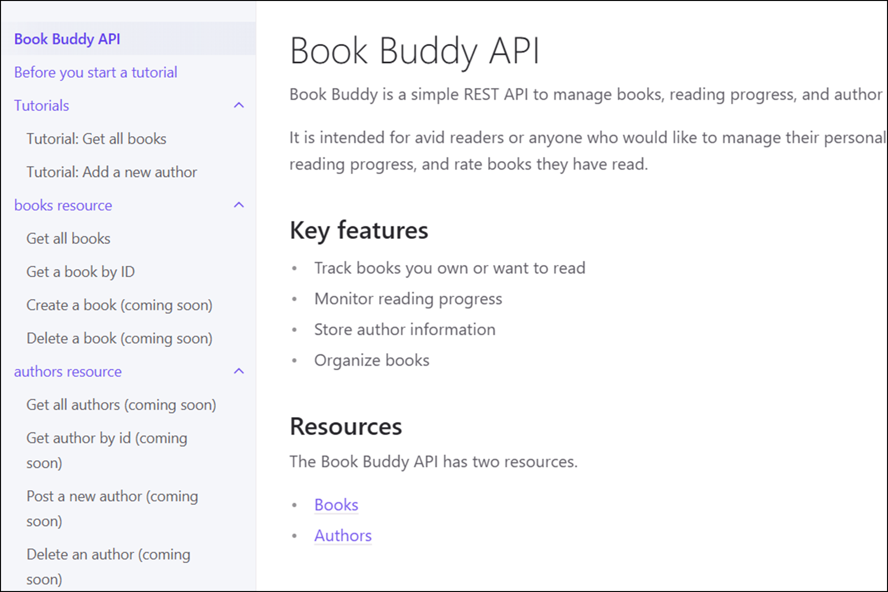 Documentation for a REST API