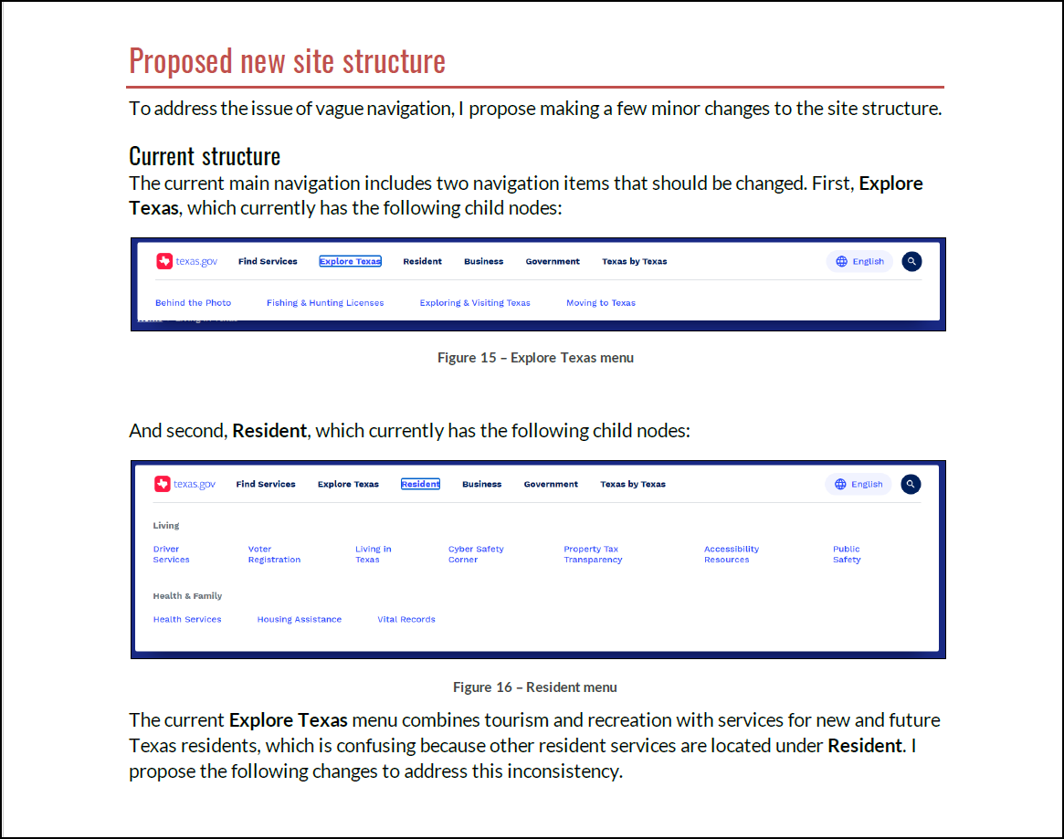 Proposed new site structure section of the report