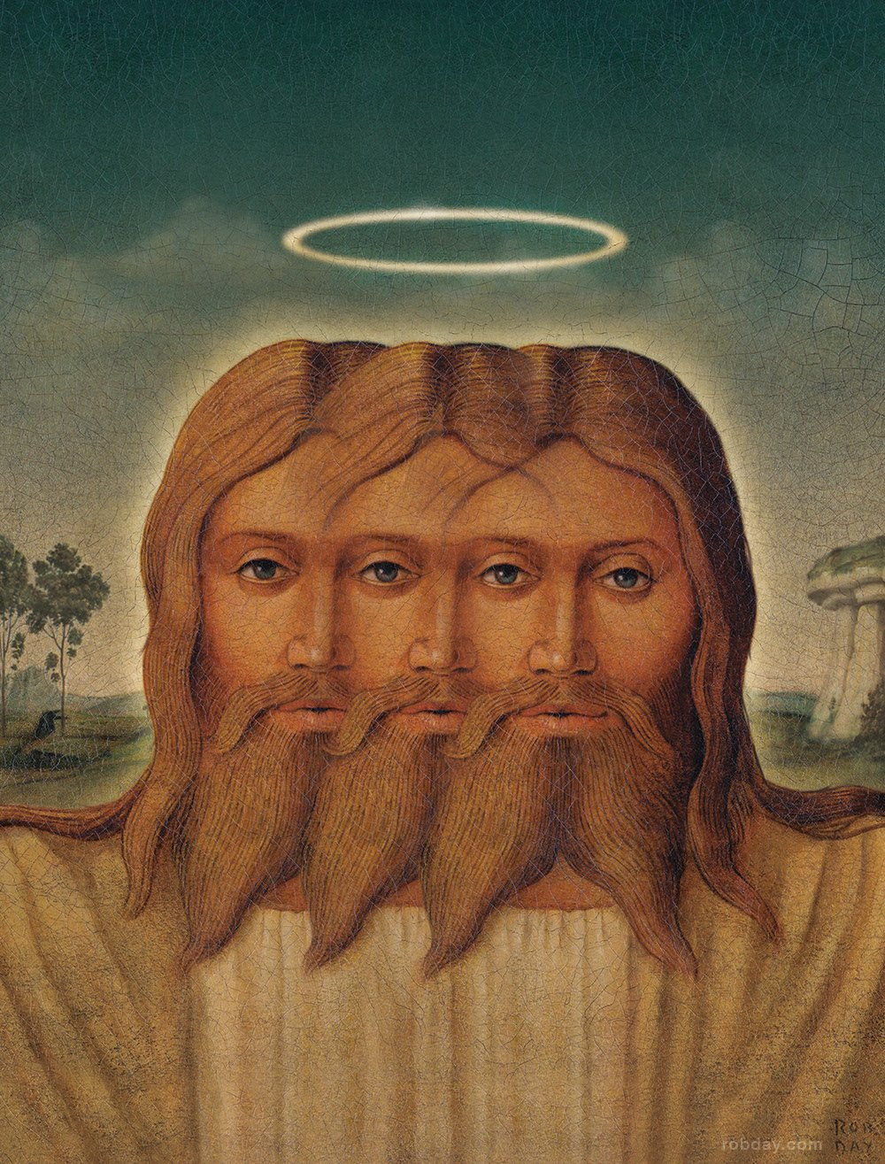 Oil on paper illustration for Christianity Today Magazine for an article about theological perspectives and debate over the nature of Jesus
