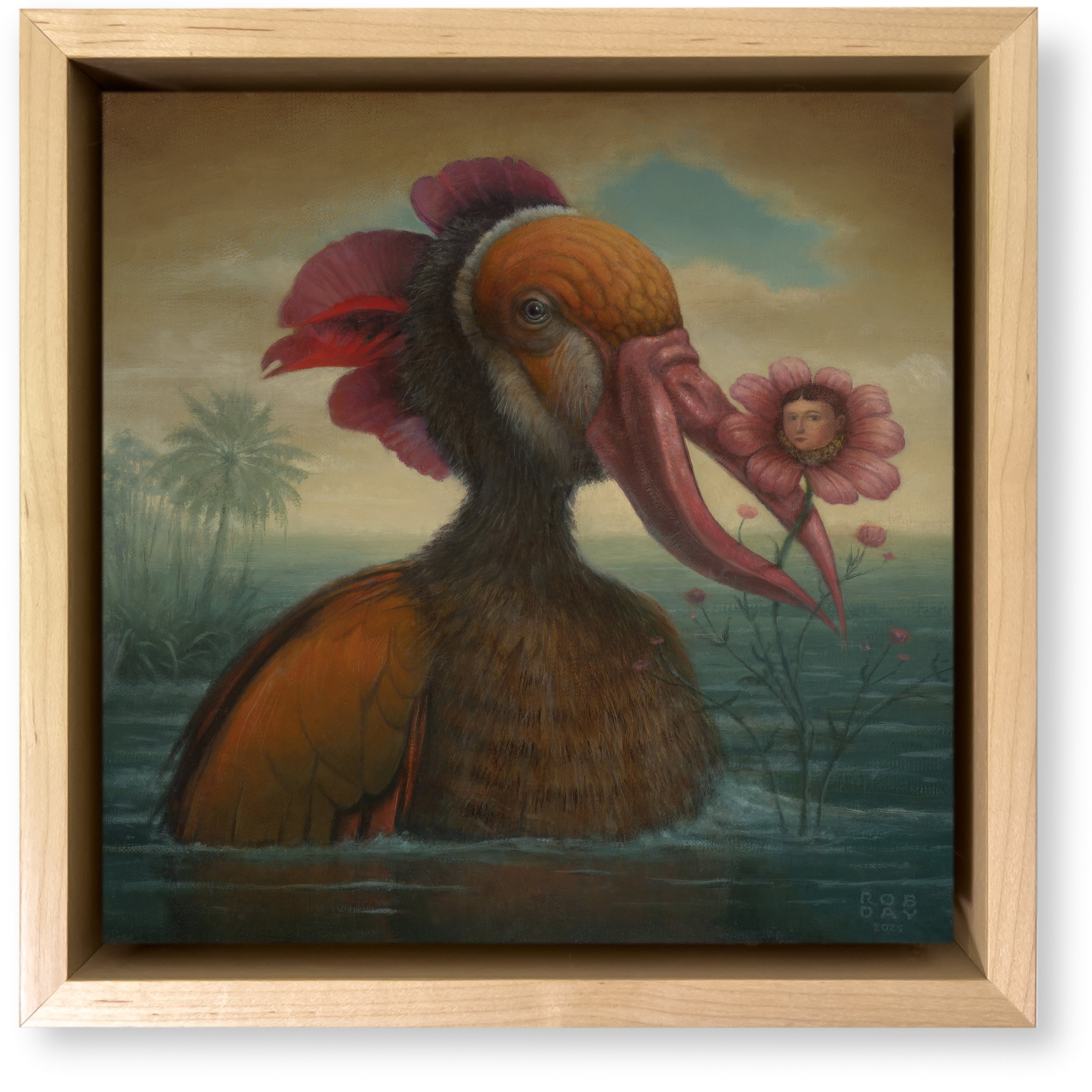 Waterbird, oil on panel, 10"x10"
