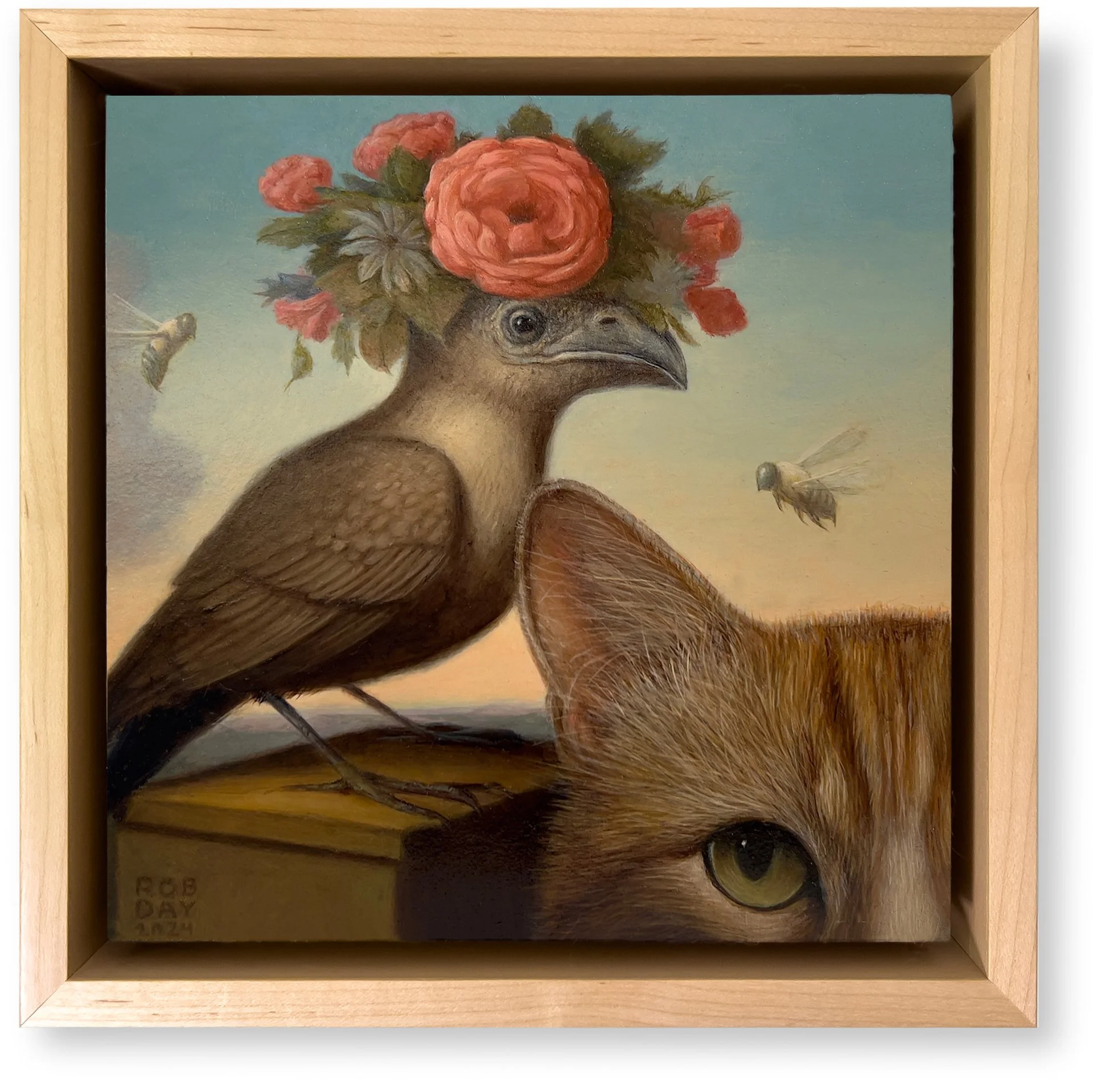 Cat's Dream, 8x8", oil on wood panel, Sold
