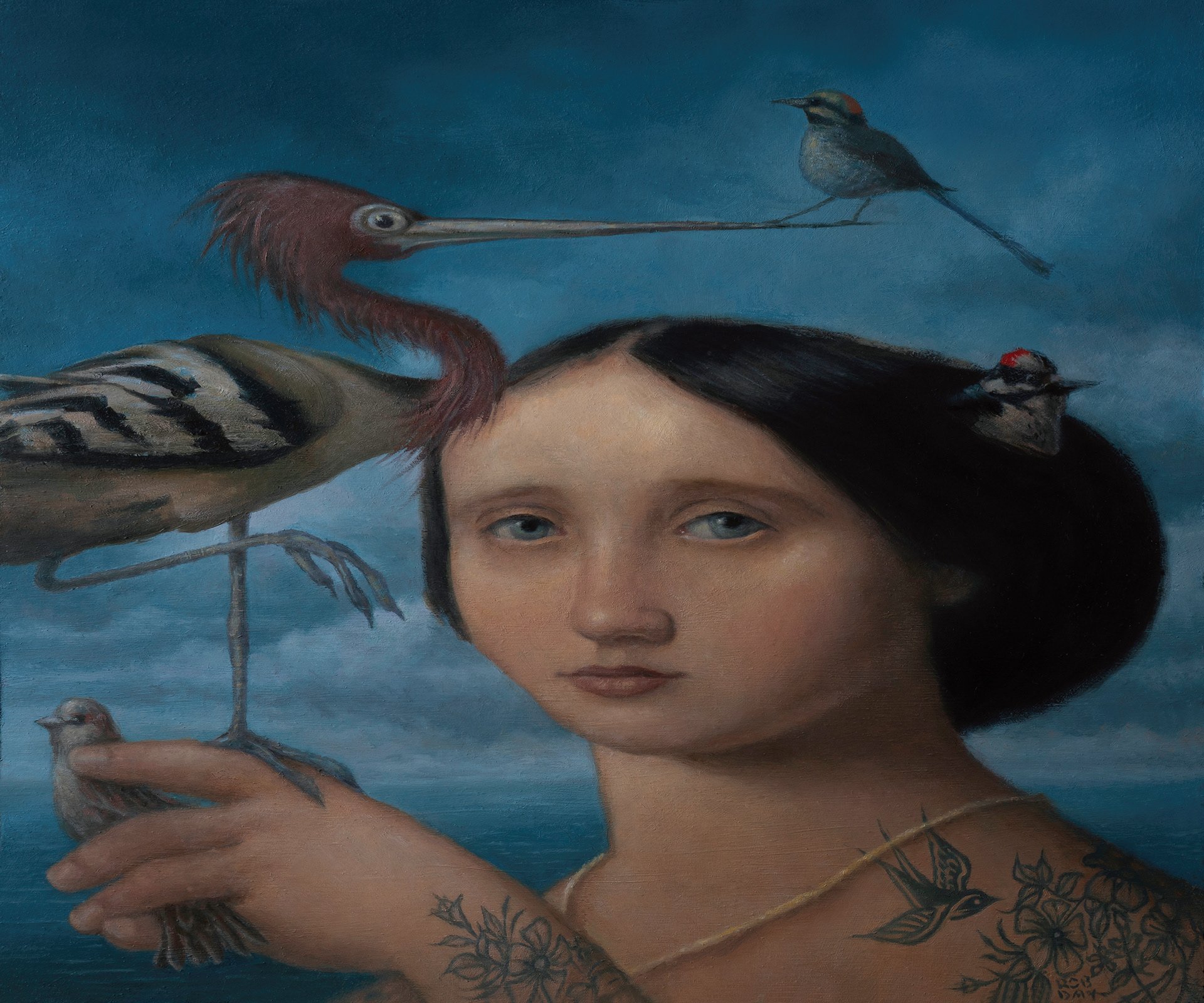 Grasping a Sparrow, oil on panel, 8"x10", Sold