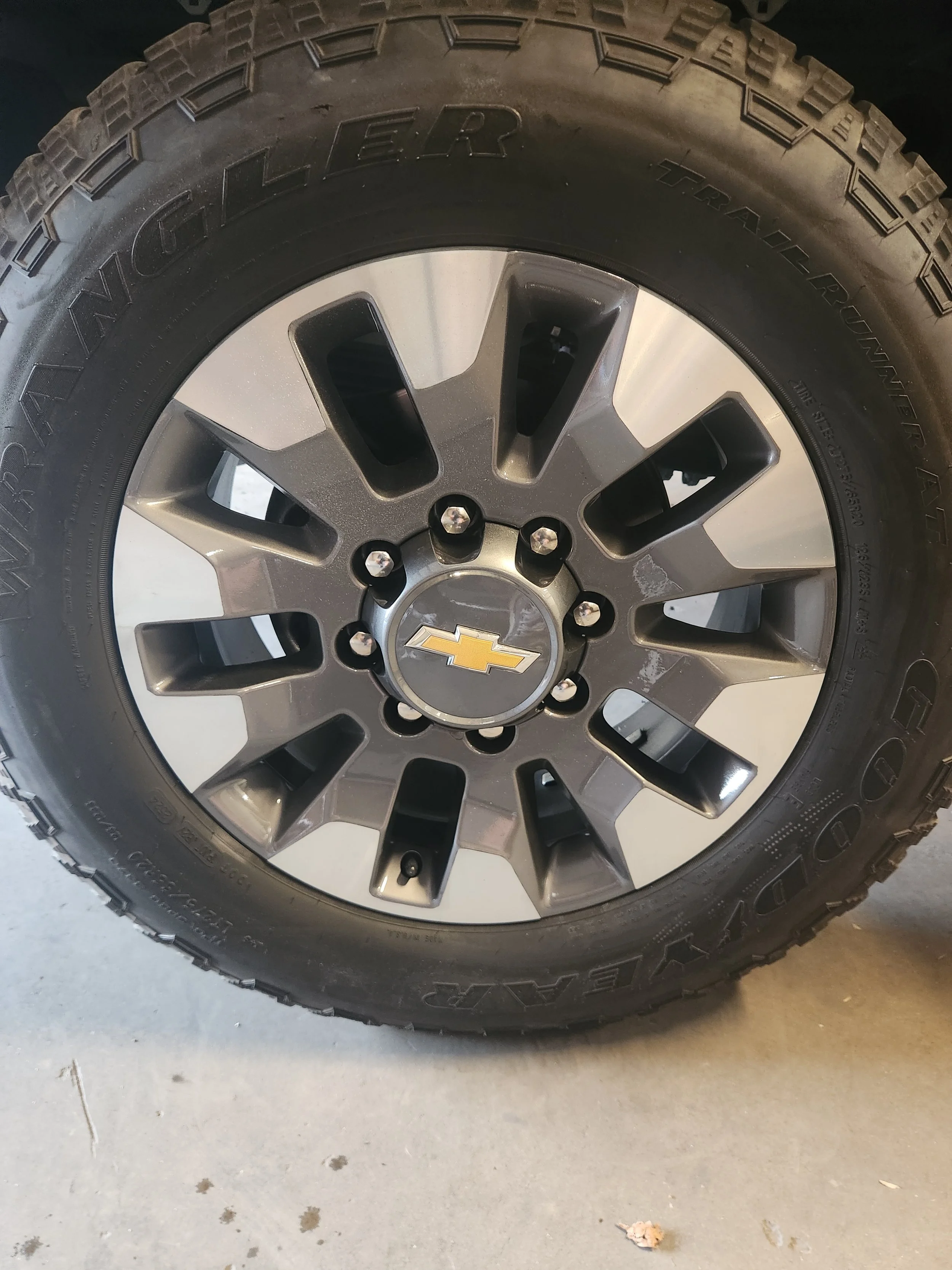 Chevrolet 2500 full view wheel color change Tarpon Springs

Chevy heavy duty truck rim powder coating transformation Tampa Bay

Factory dark silver truck wheel refinishing Florida

Truck wheel customization shop Tarpon Springs

Automotive wheel color