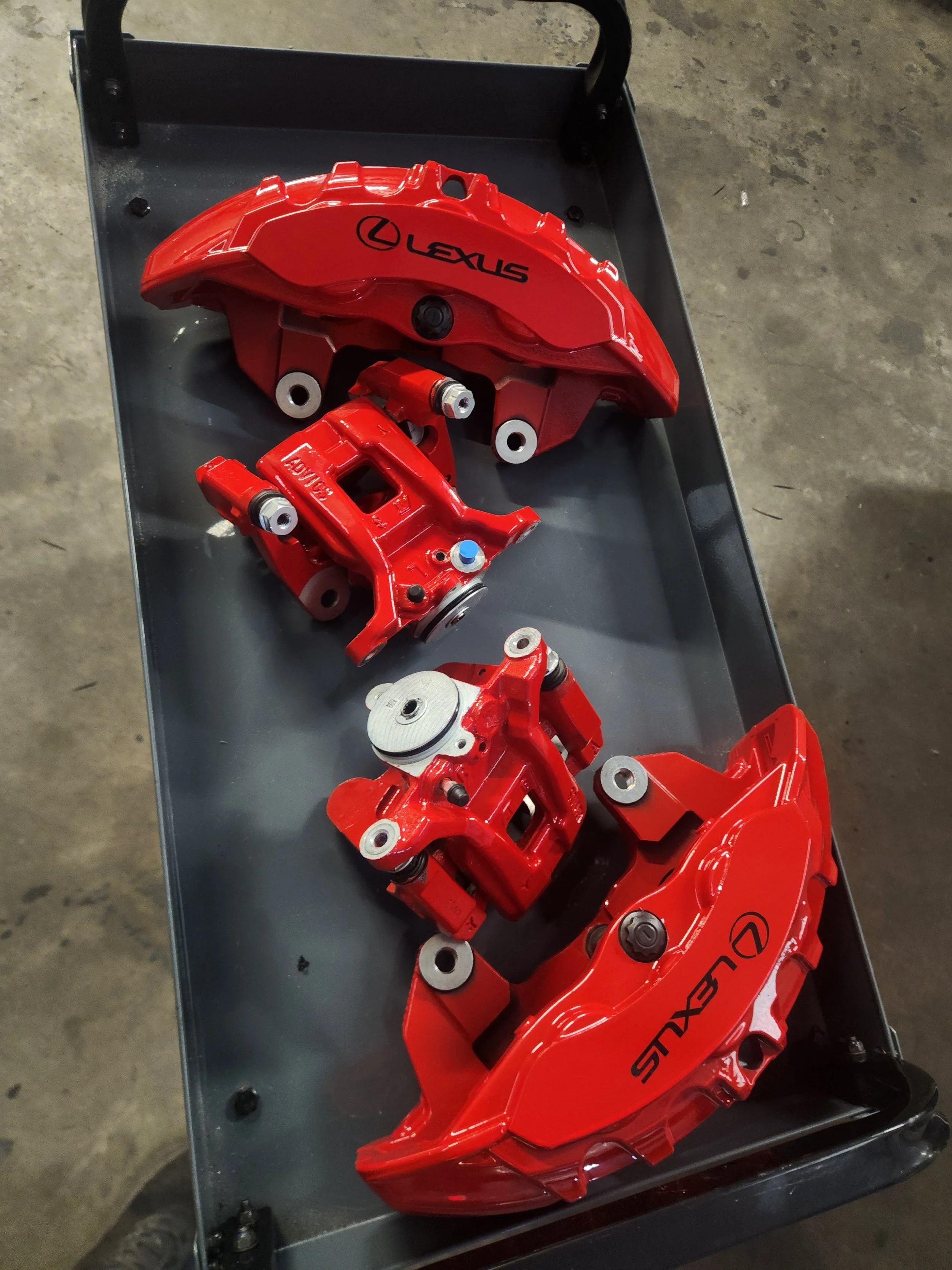 Lexus custom red brake caliper painting Tarpon Springs

OEM brake caliper color change Tampa Bay

High-end luxury car brake caliper restoration Florida

Professional red powder coated brake calipers

Custom Lexus brake styling and painting

Durable h