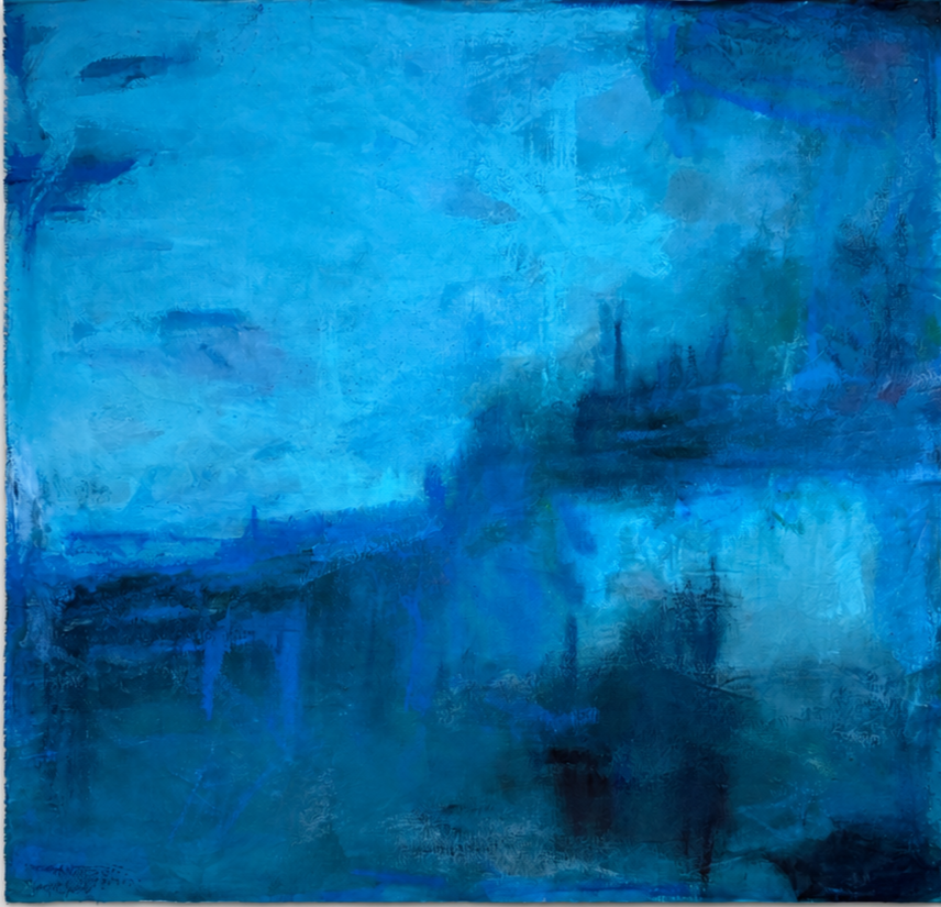 Atmospheric. Acrylic, oil, pigment on canvas. 2026.