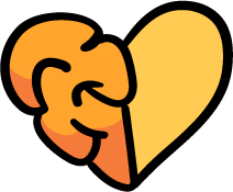 A stylized illustration of an elephant's head combined with a heart shape