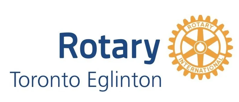 Logo of Rotary International with the text 'Rotary Toronto Eglinton' and the Rotary gear emblem.