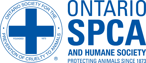 Logo of Ontario SPCA and Humane Society, featuring a blue cross inside a circle with the organization's name around it.