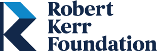 Robert Kerr Foundation logo with stylized 'R' symbol and text in dark blue.