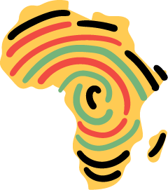 Colorful fingerprint resembling the shape of Africa