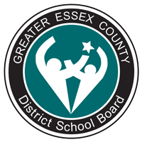 Logo of the Greater Essex County District School Board, featuring two stylized human figures reaching towards a star within a circular design.