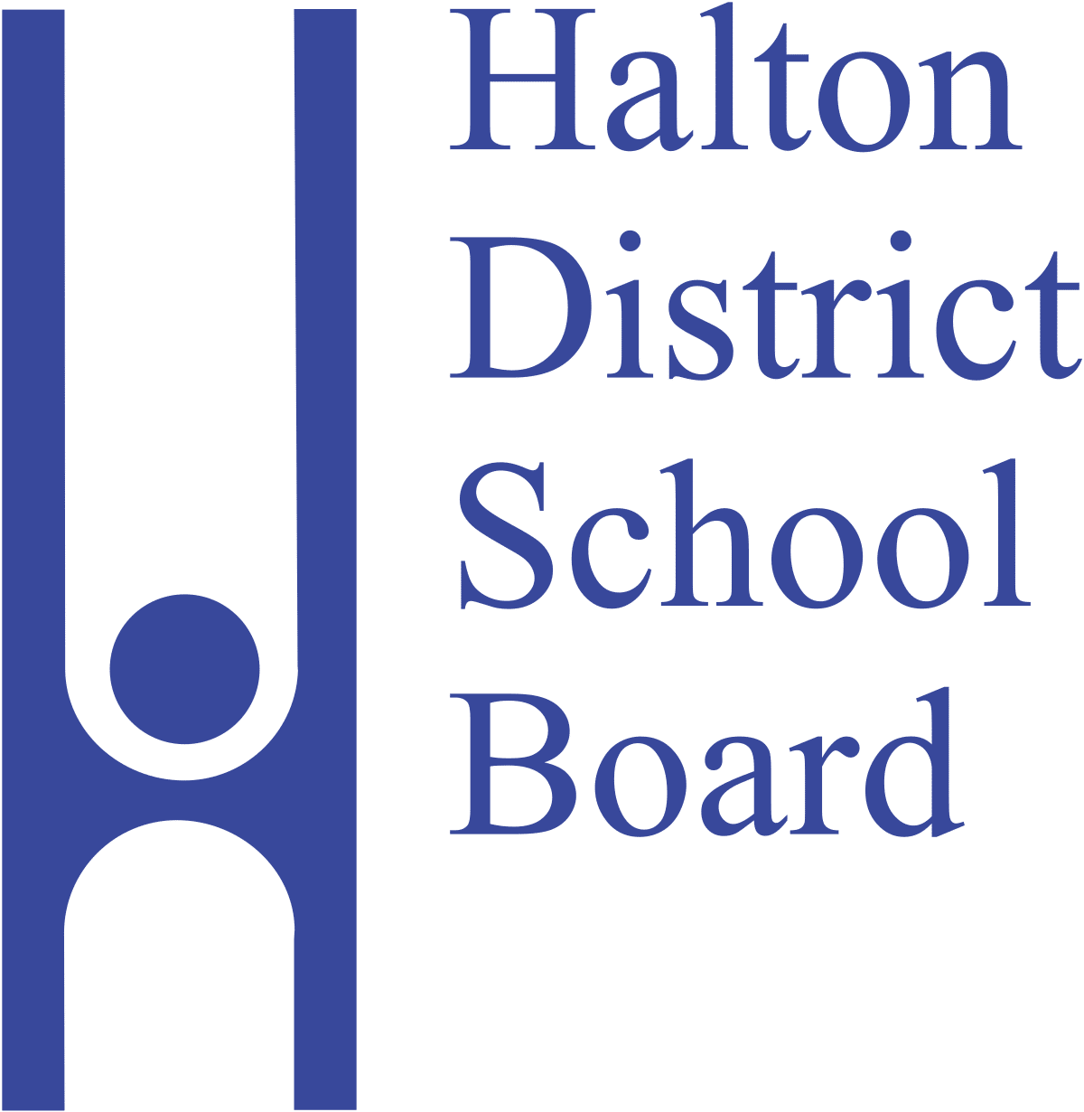 Logo of Halton District School Board with a stylized blue exclamation mark and the organization's name in blue text.