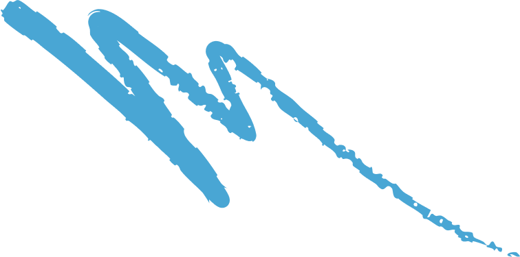 Close-up of blue signature on black background.