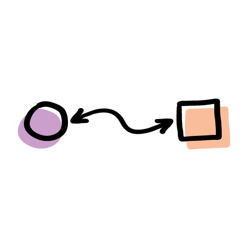 Illustration of a purple hat and pink books with black outlines