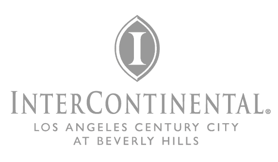 Intercontinental Los Angeles Century City at Beverly Hills logo with gray emblem and text on black background.