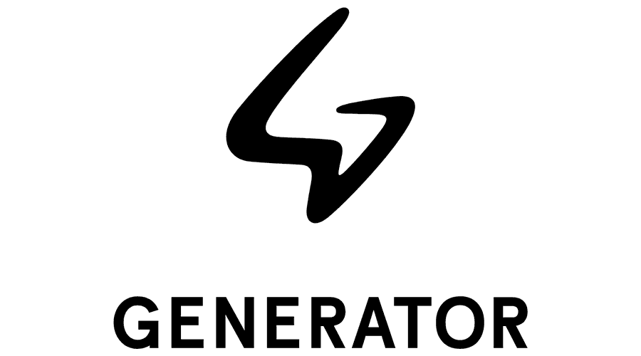 A black lightning bolt symbol above the word "GENERATOR" in bold black letters.