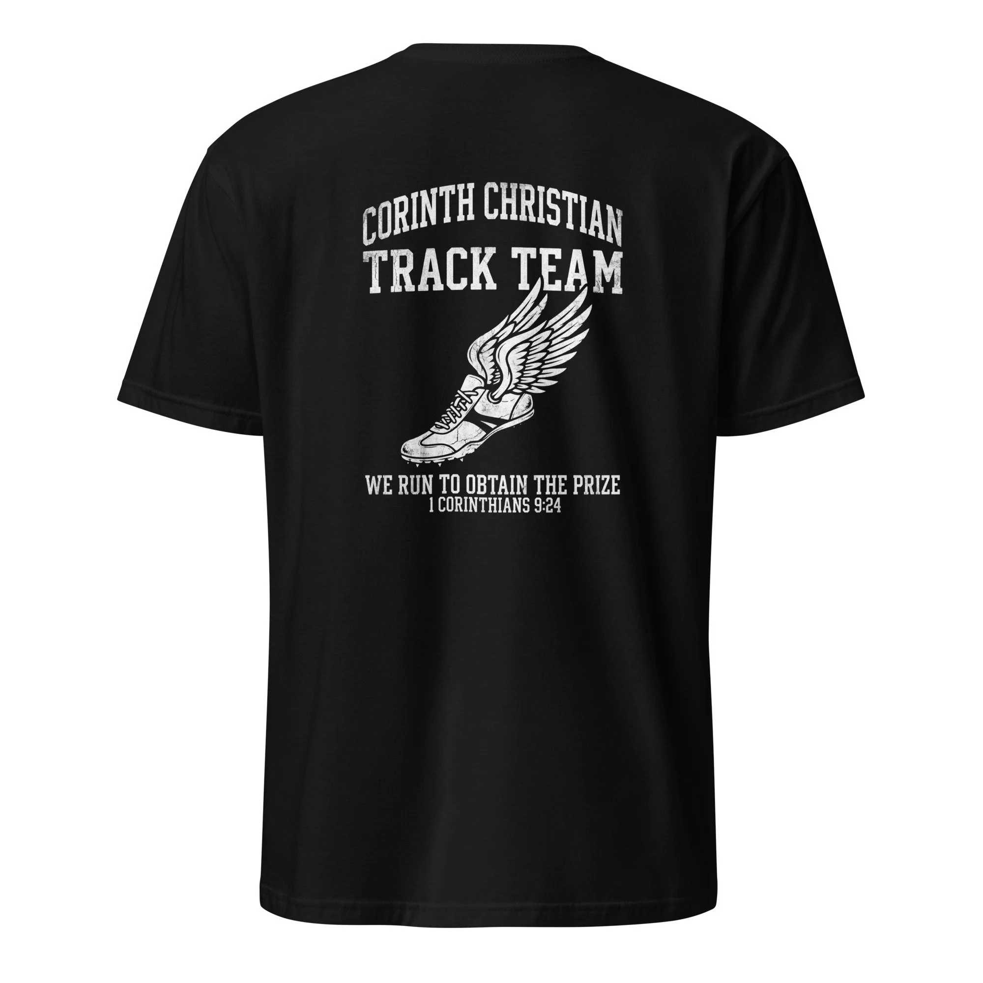 Corinth Christian Track Team Shirt - 1 Corinthians 9:24