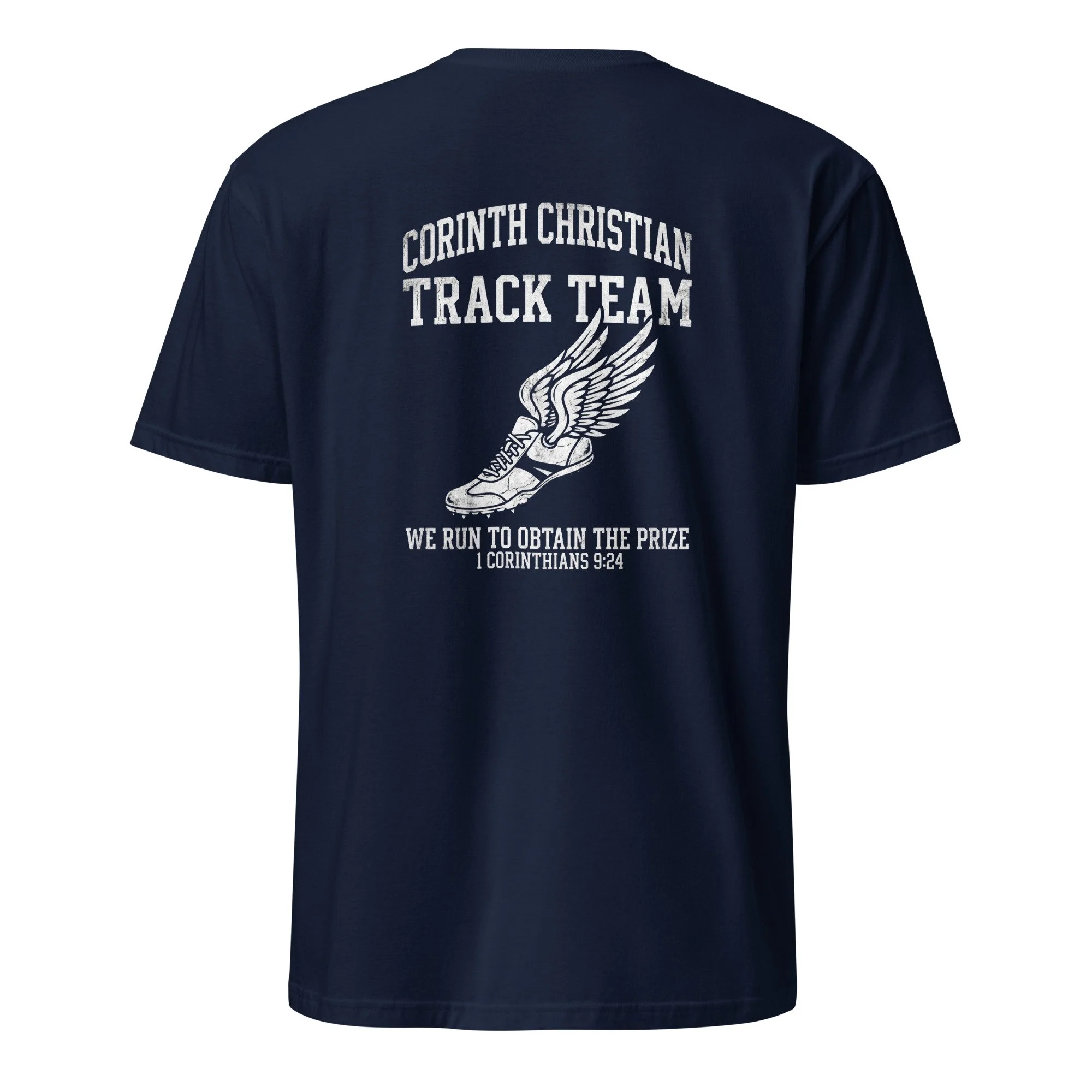 Corinth Christian Track Team Shirt - 1 Corinthians 9:24