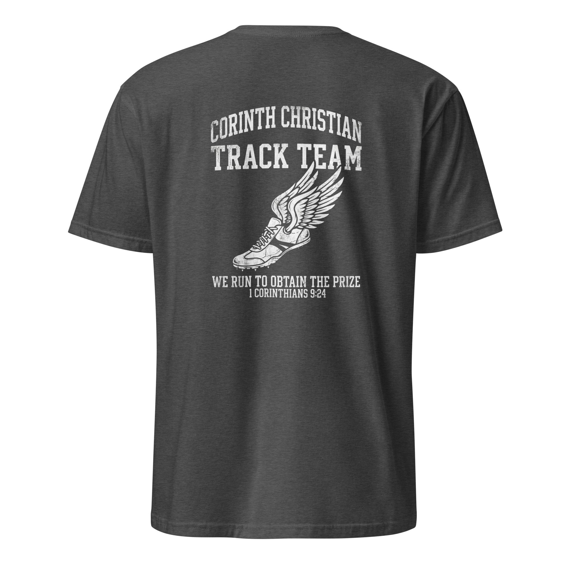 Corinth Christian Track Team Shirt - 1 Corinthians 9:24