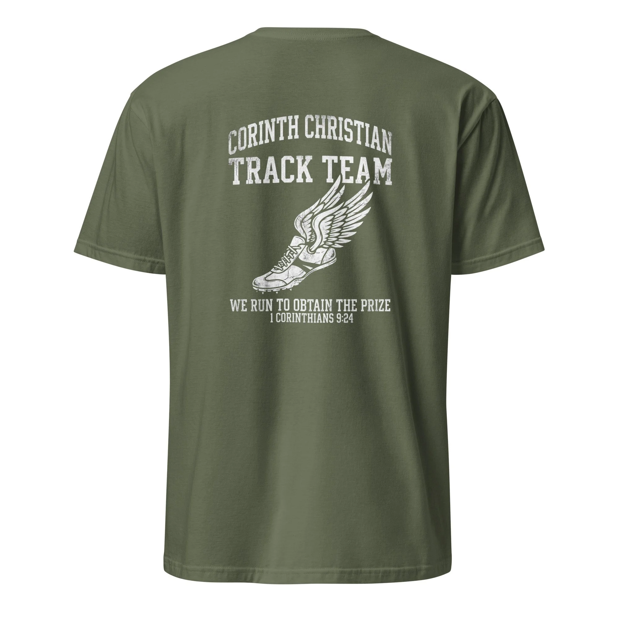 Corinth Christian Track Team Shirt - 1 Corinthians 9:24