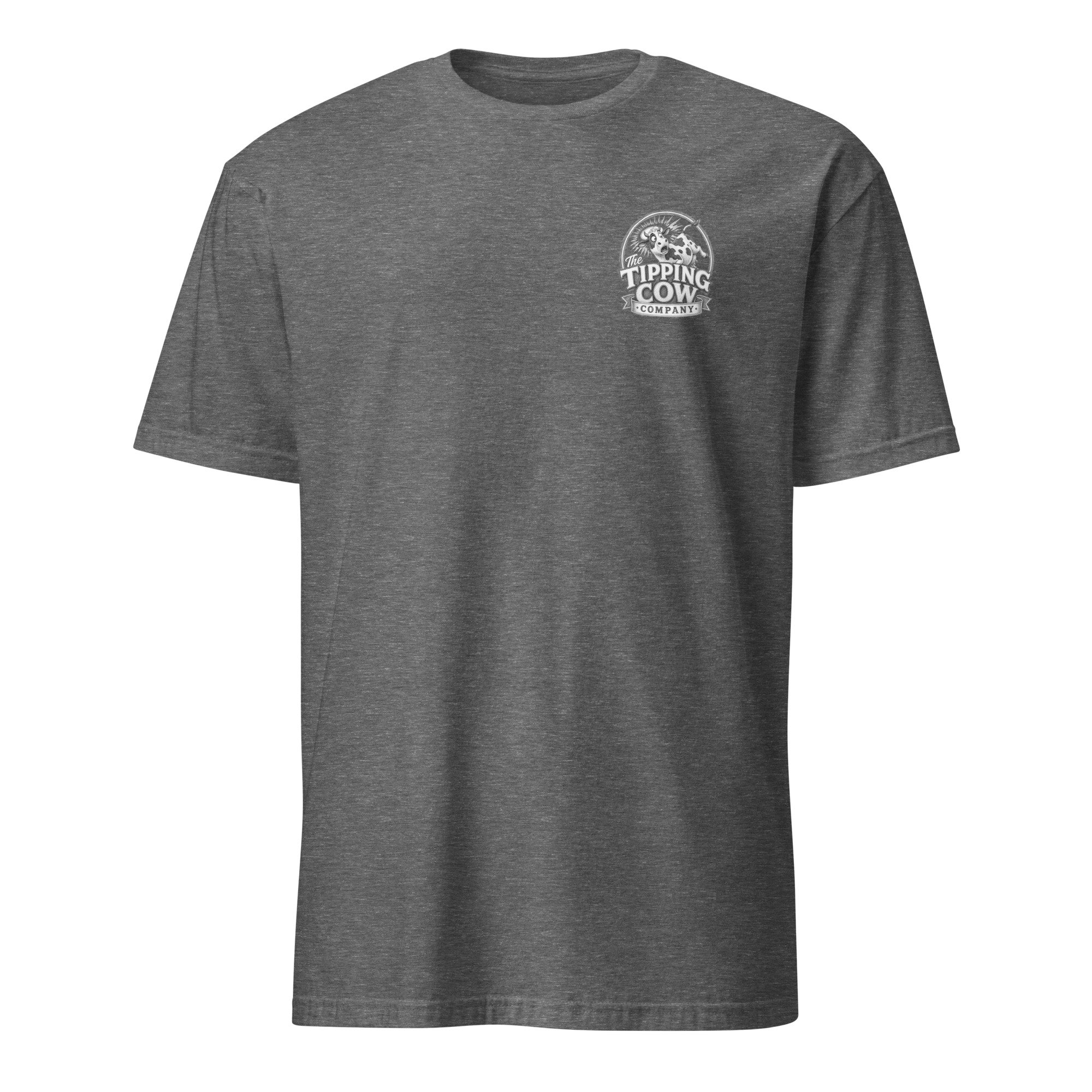 Yellowstone State Cow Tipping T-shirt in graphite heather, front view