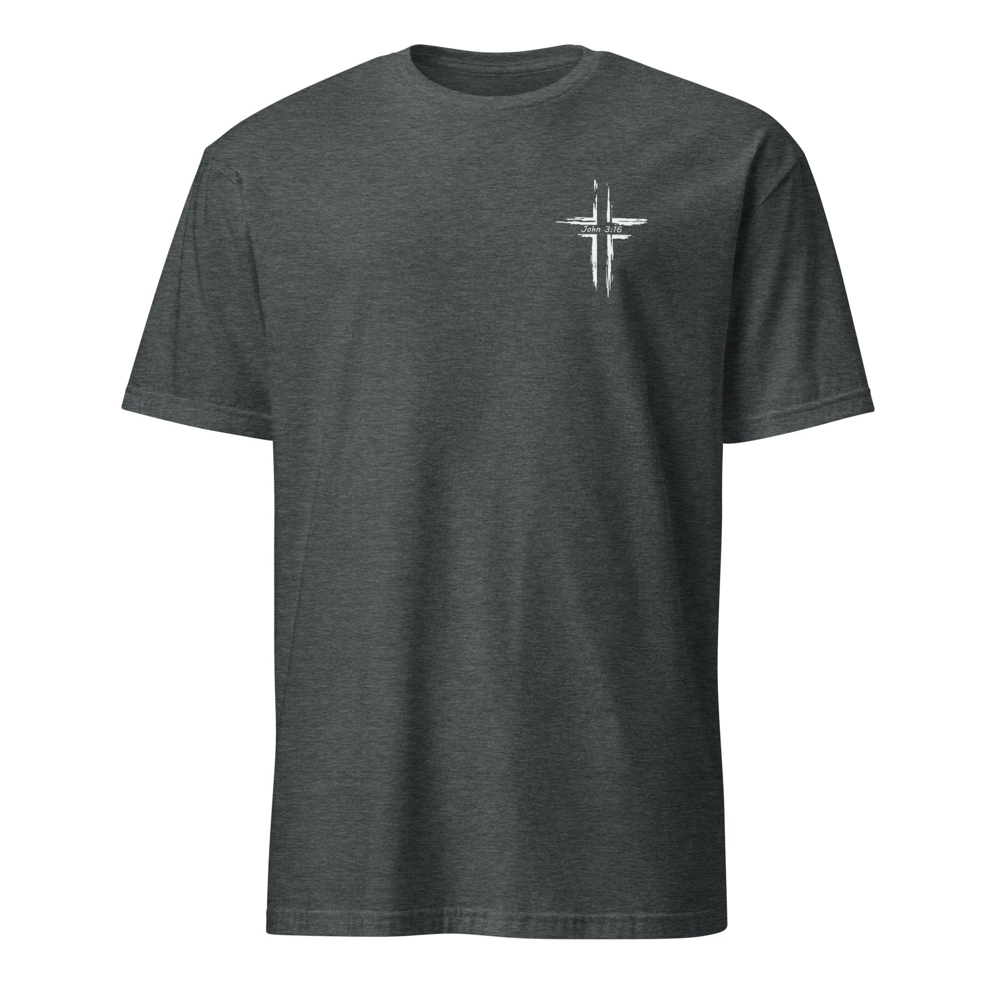 Corinth Bar and Grill shirt in dark heather, front view