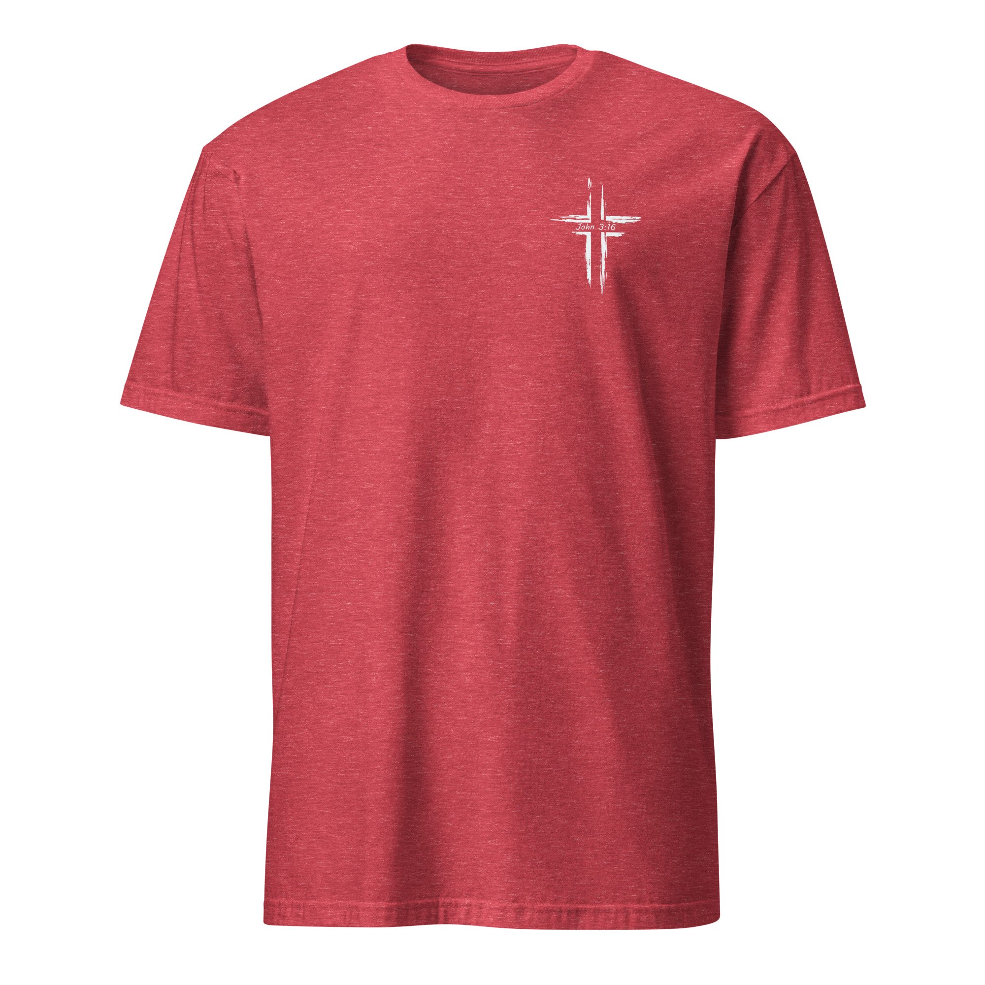 Corinth Bar and Grill shirt in heather red, front view