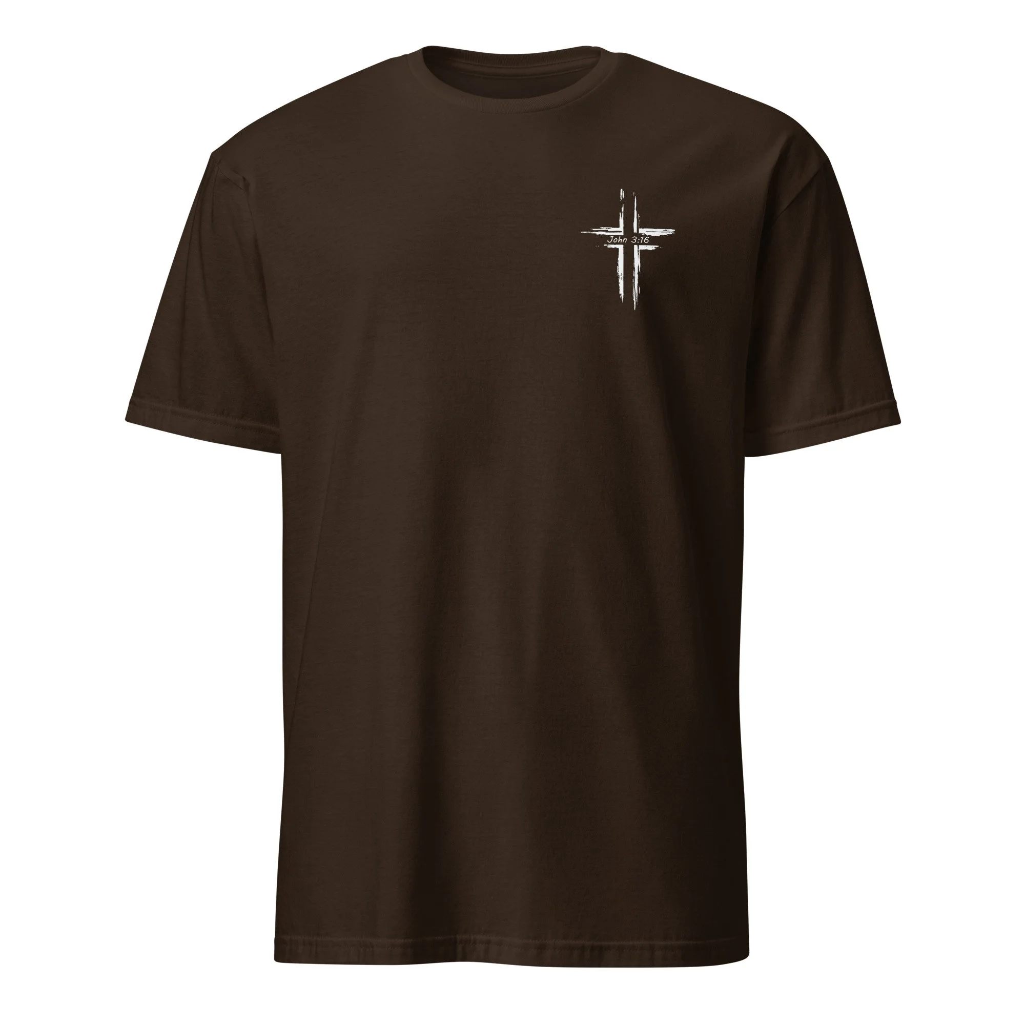 Ephesus Christian Wrestling Team shirt in dark chocolate, front view