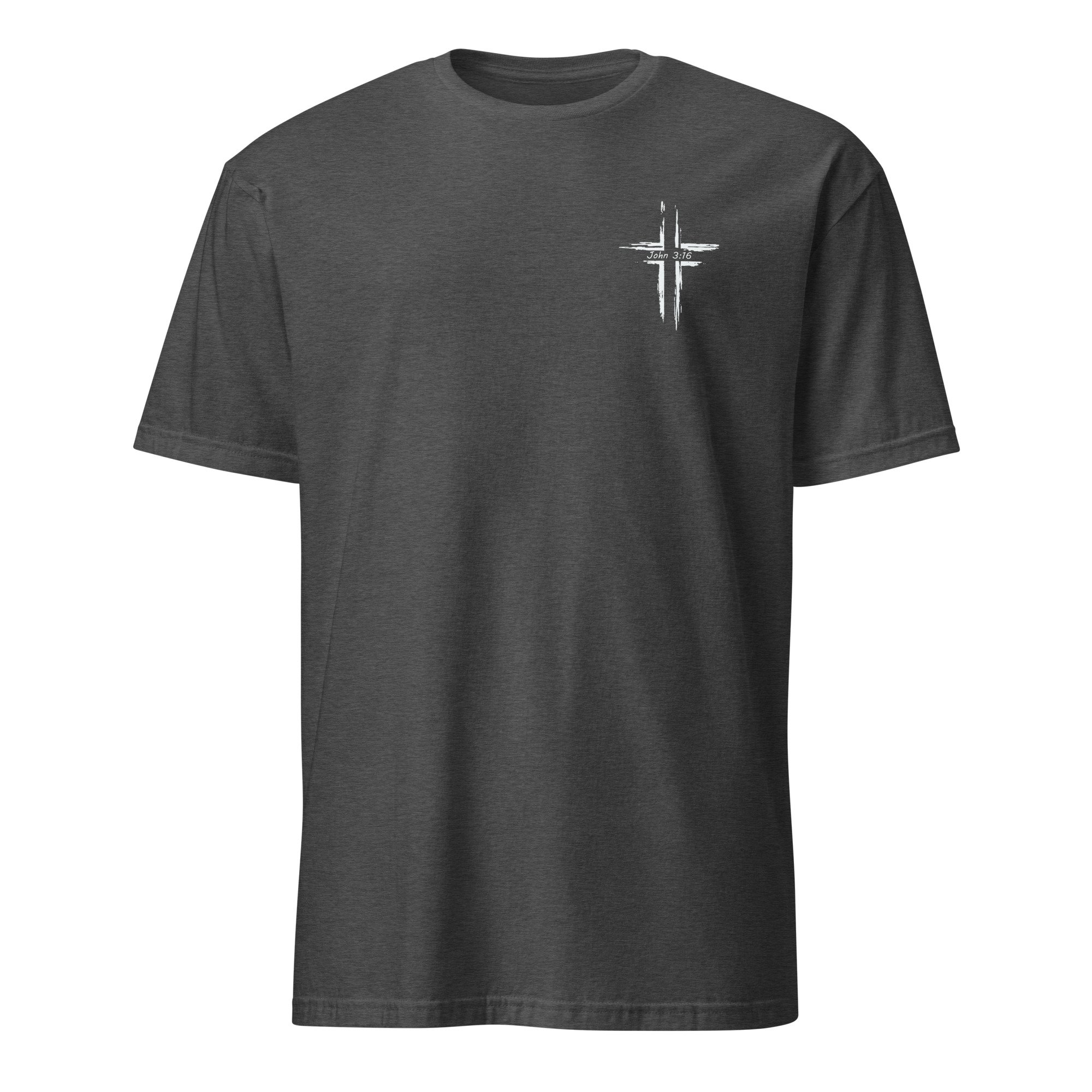 Ephesus Christian Wrestling Team shirt in dark heather grey, front view