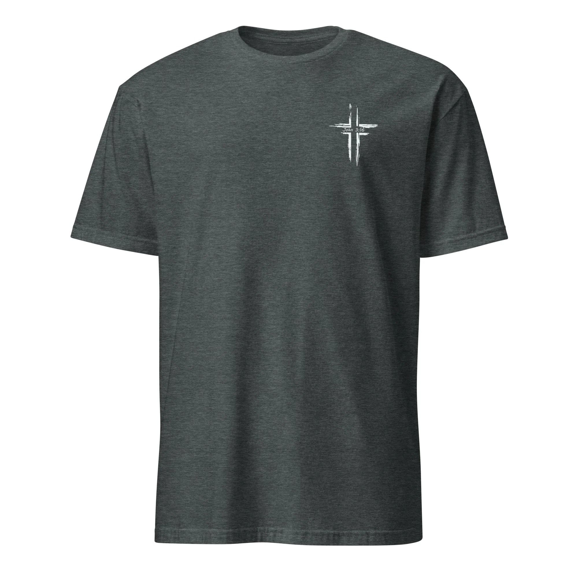Paul's Gym Christian shirt in dark heather, front view